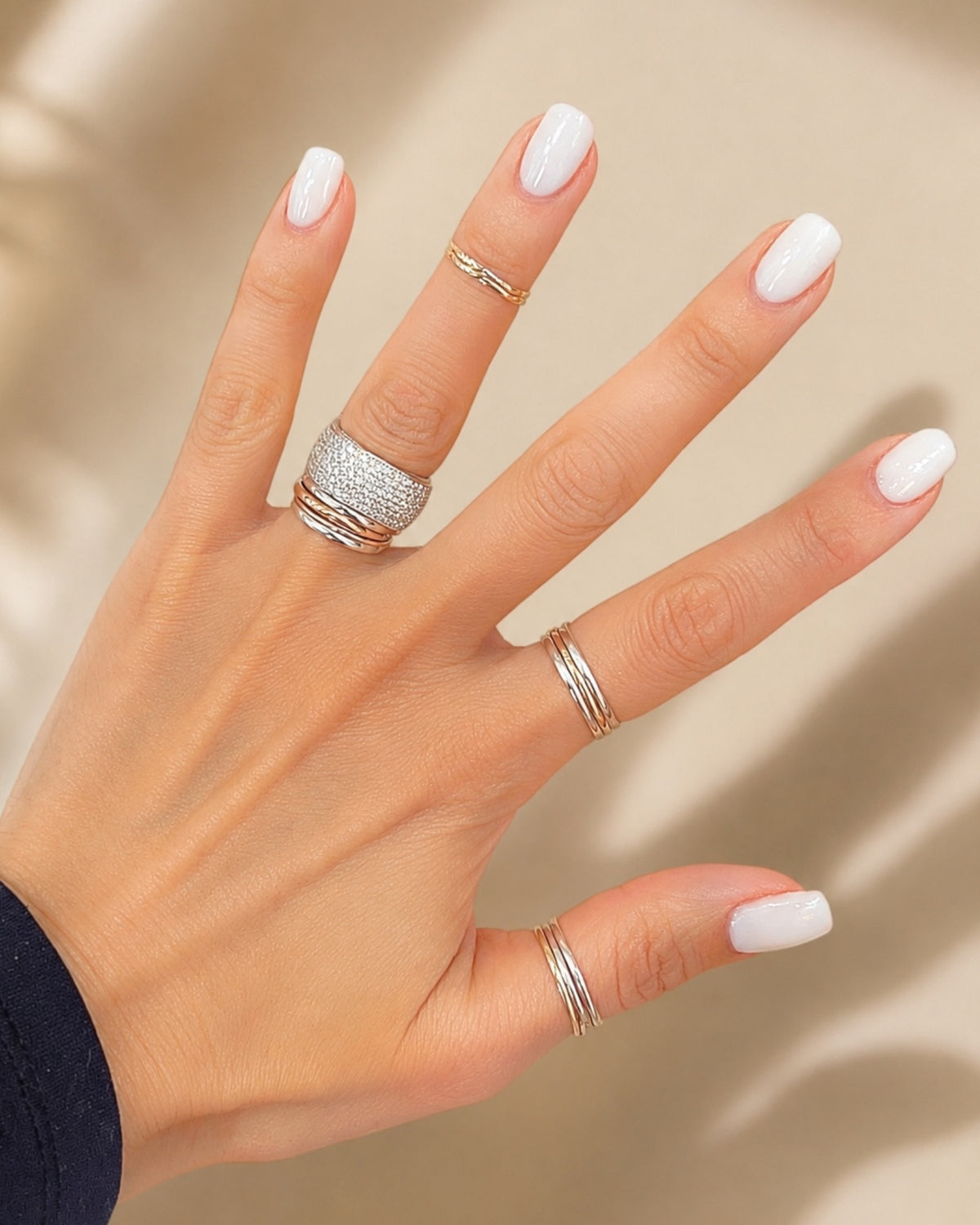 Square Silver Ring with Sparkles