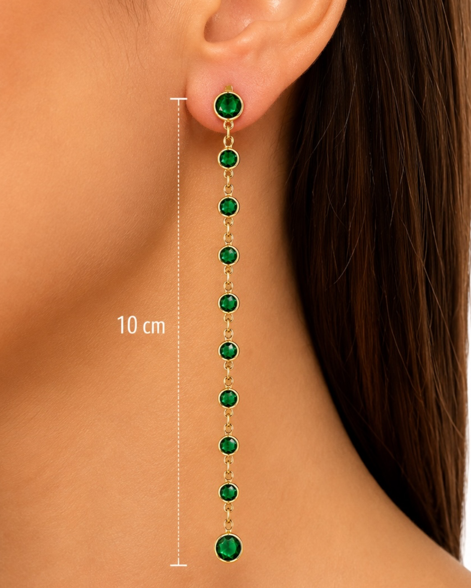 Green Silver Earrings