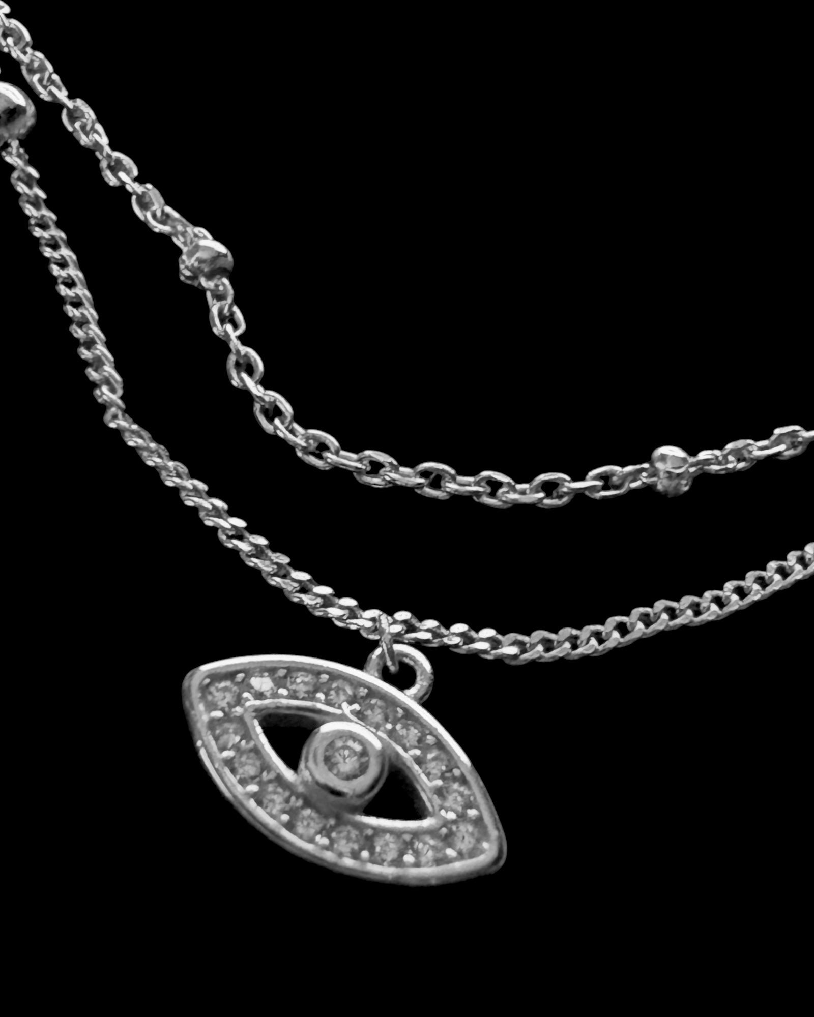 Pulseira com Olho da Sorte em Prata Branca