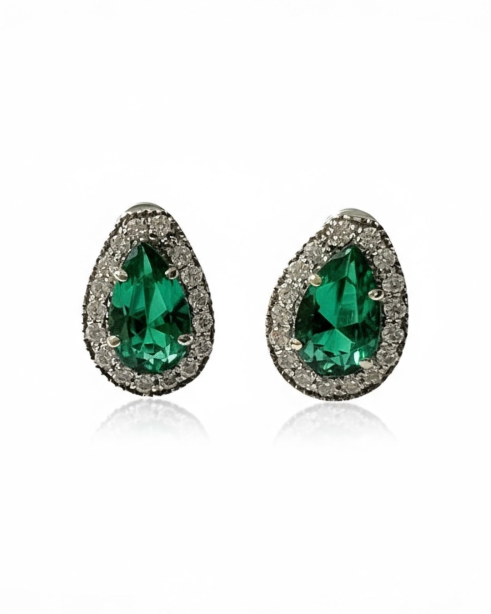 Green Drop Earrings in Silver and Gold