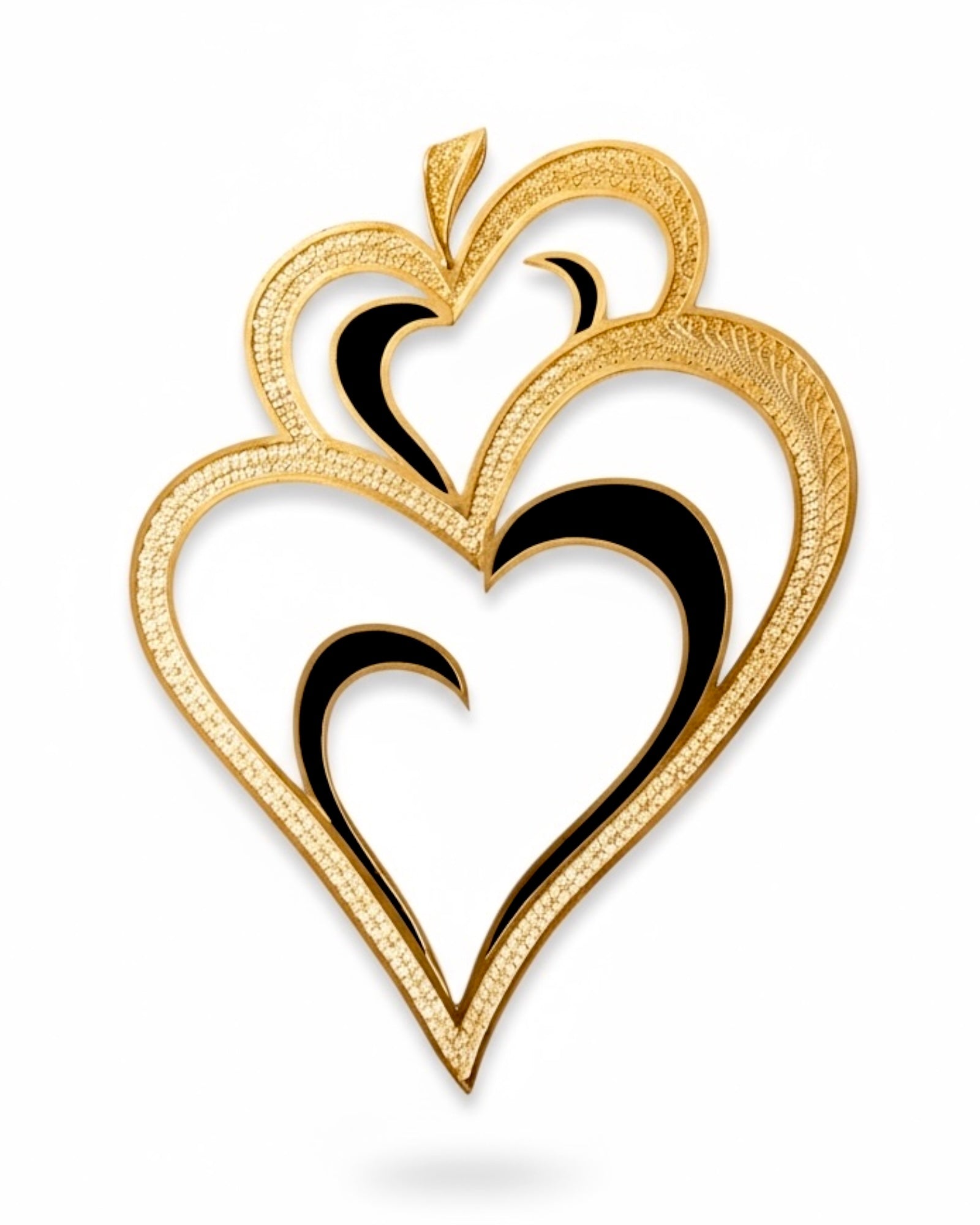 Medalha Coração Viana é Amor com Esmalte Preto