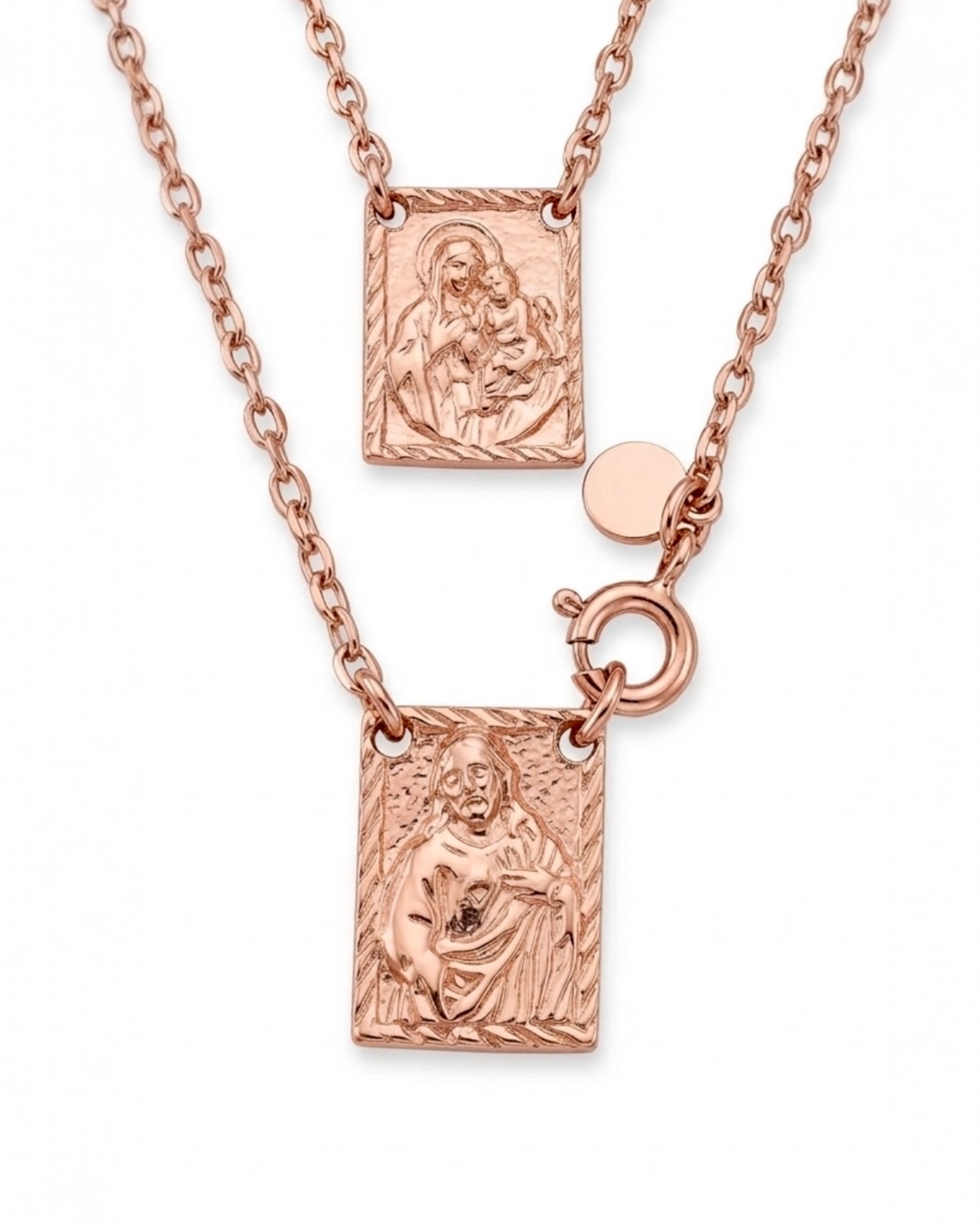 M - Escapulário Malha Tradicional em Prata Rosa