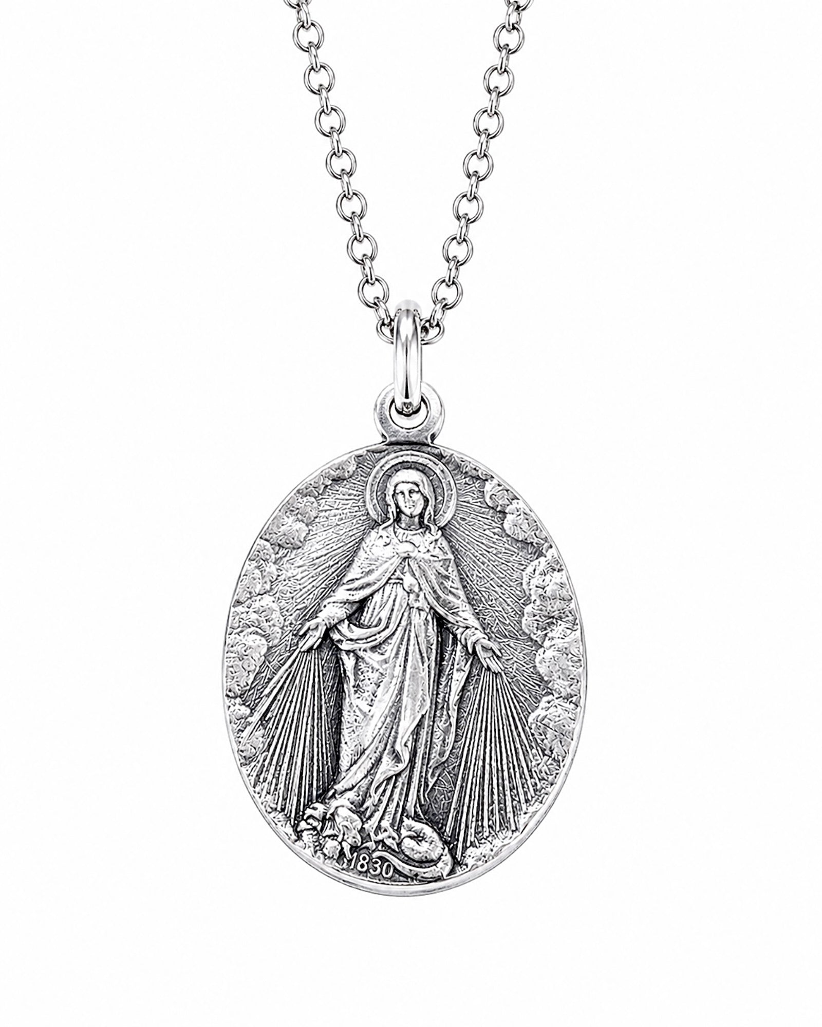 Colar com Nossa Senhora das Graças e Anjo da Guarda.