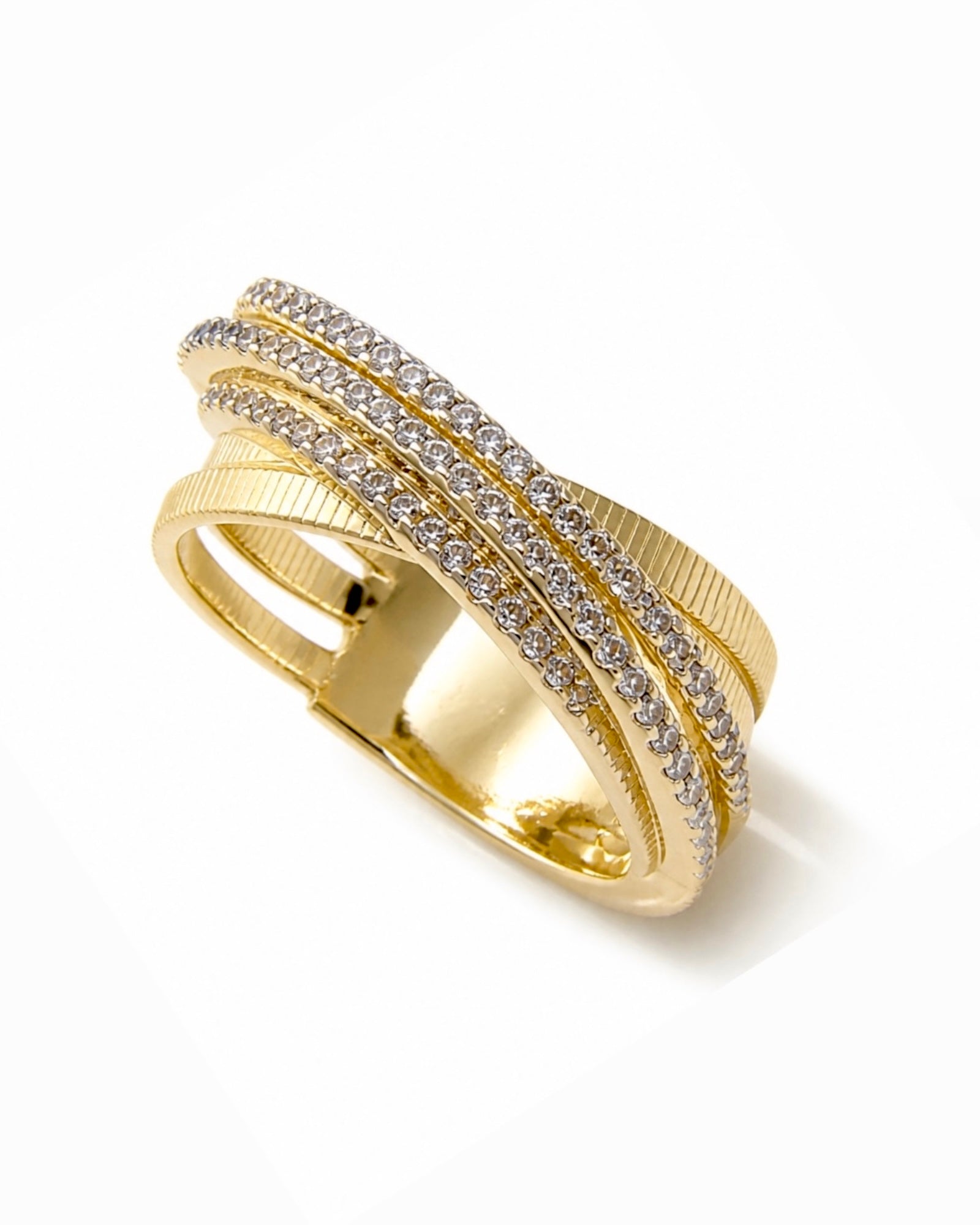 Crossed Ring in Silver and Gold-Plated Silver