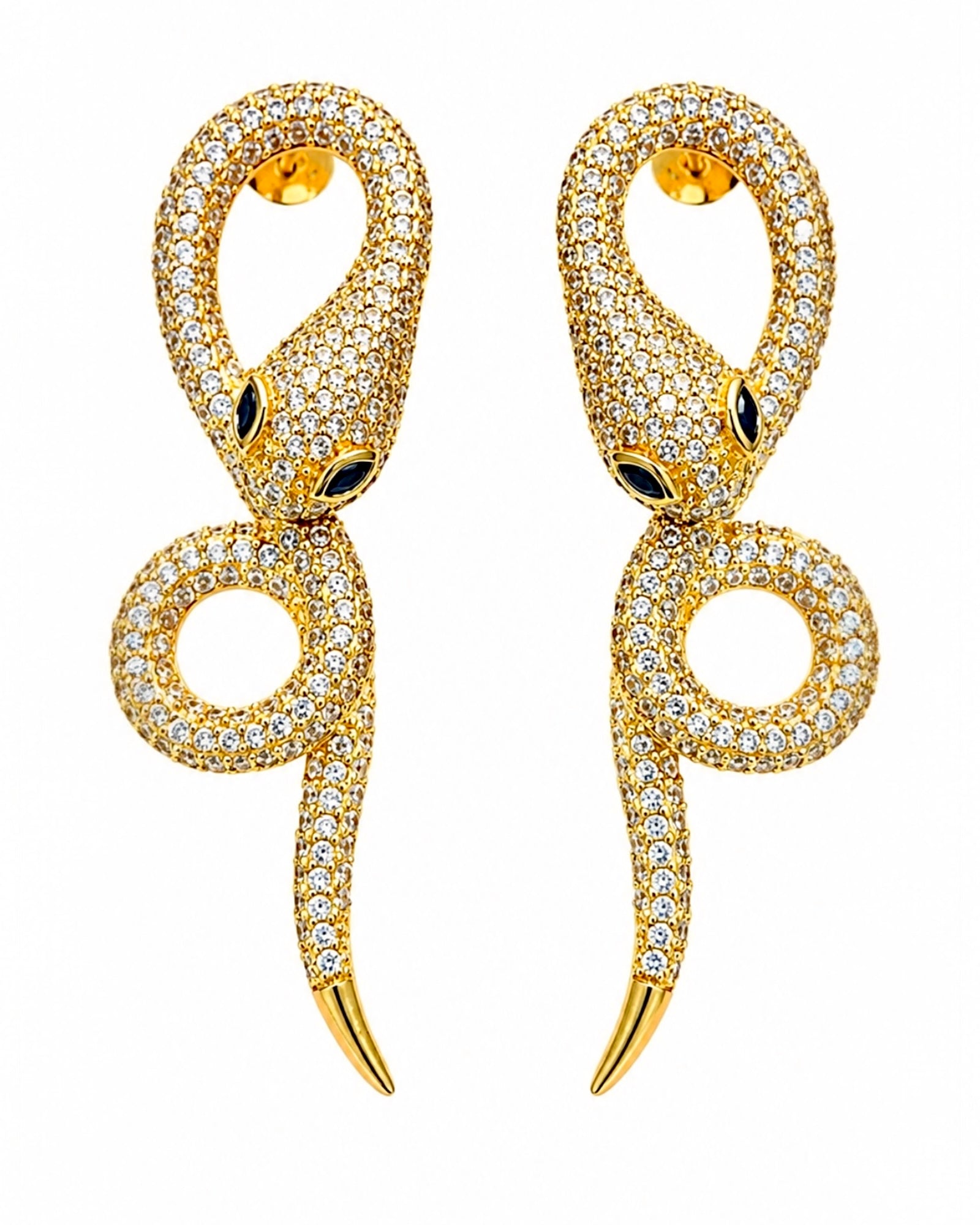 Snake Earrings in Rose Silver 