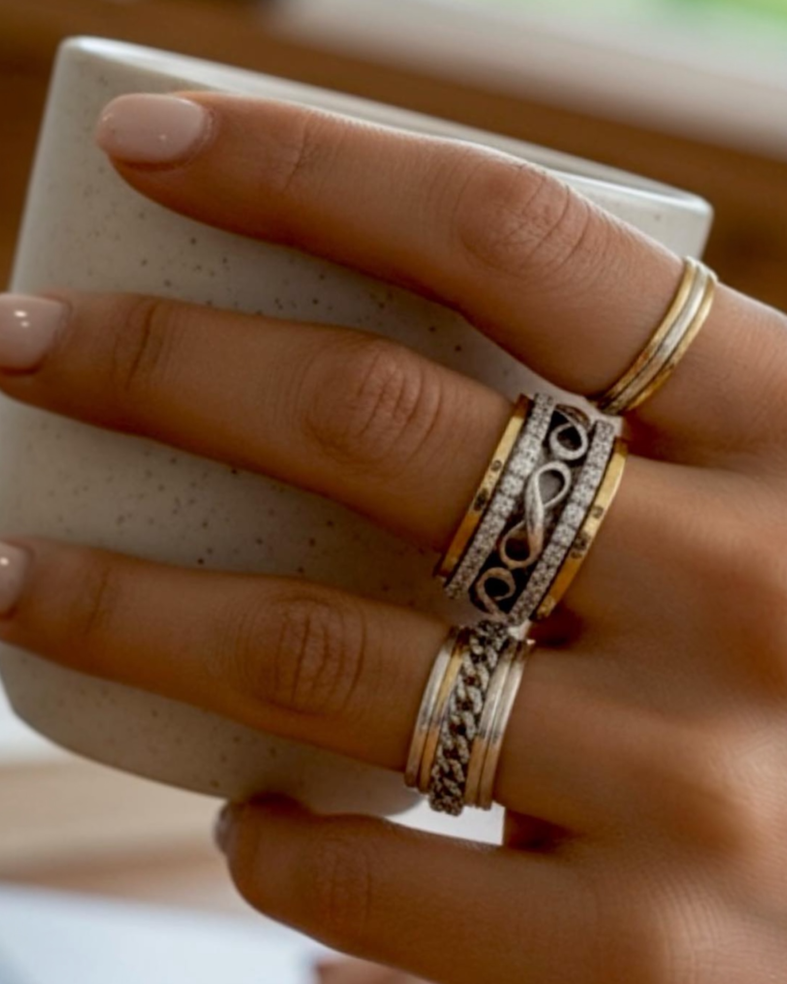 Infinite Anti-Stress Ring/Wedding Band in Silver and Gold