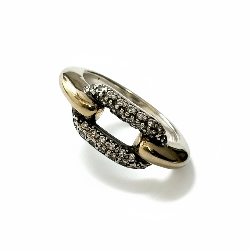 Silver and gold ring