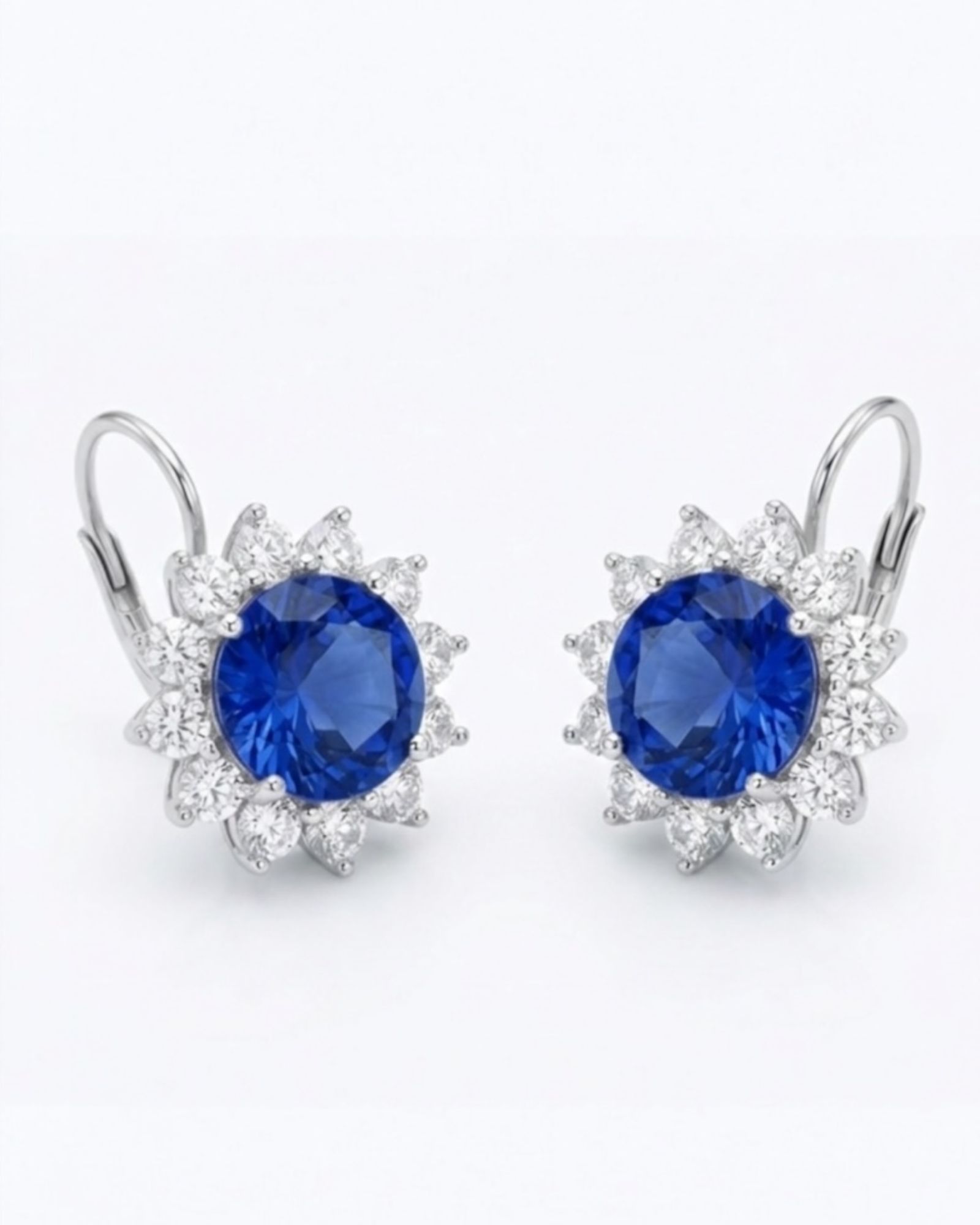 Brincos Cor Azul  em Prata