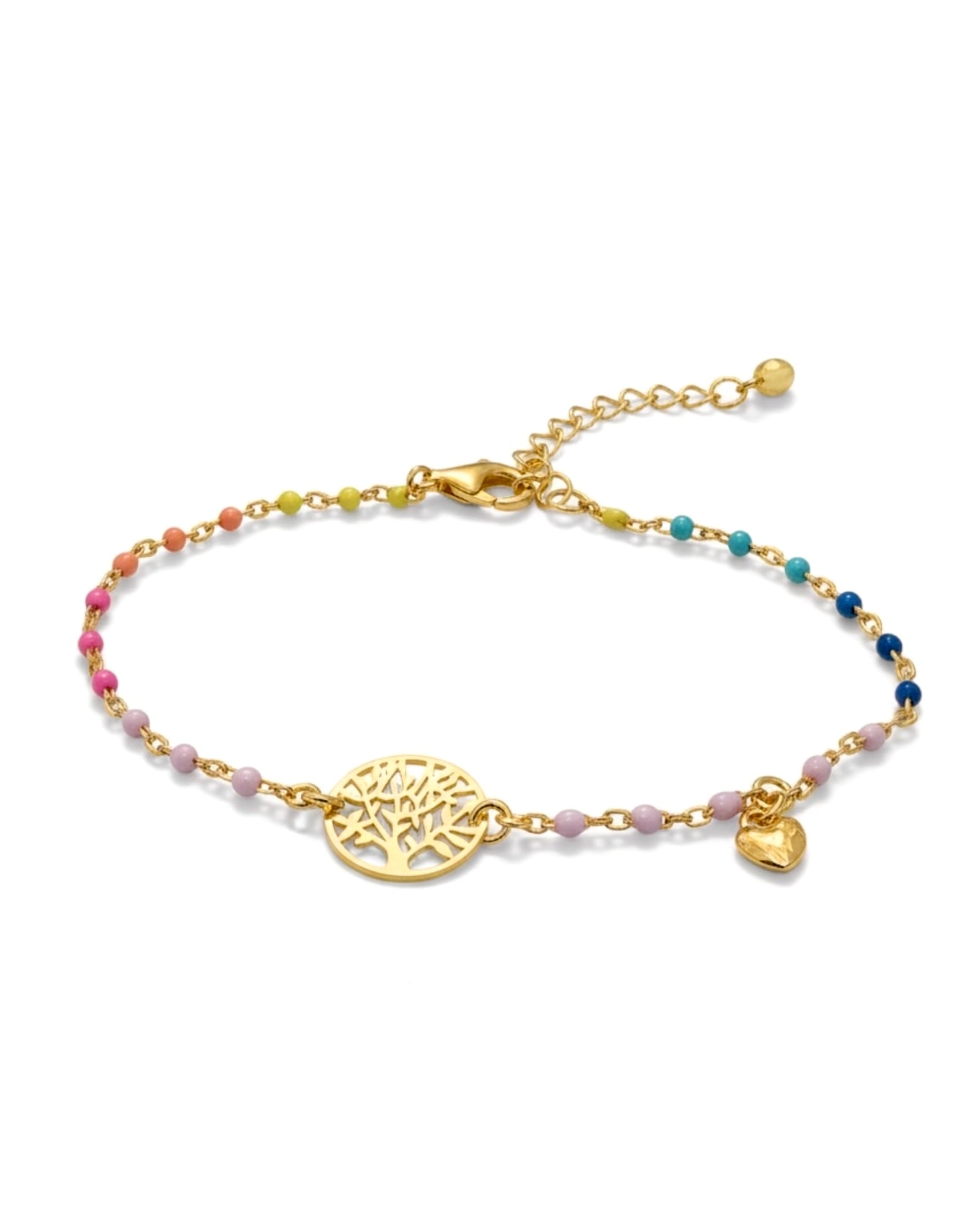 Pulseira Árvore da Vida Colorida em Prata Dourada