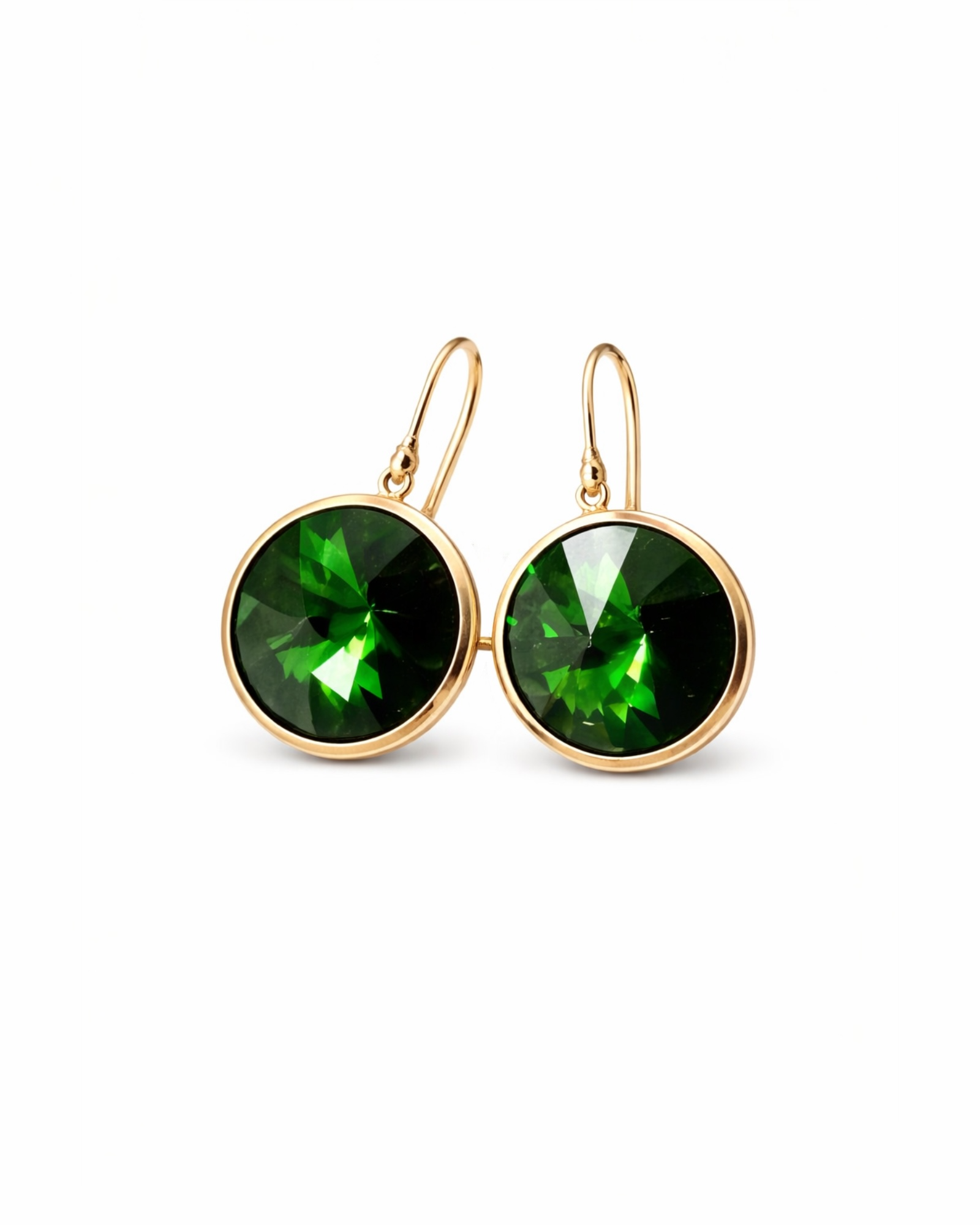 Brincos Verdes em Prata Dourada