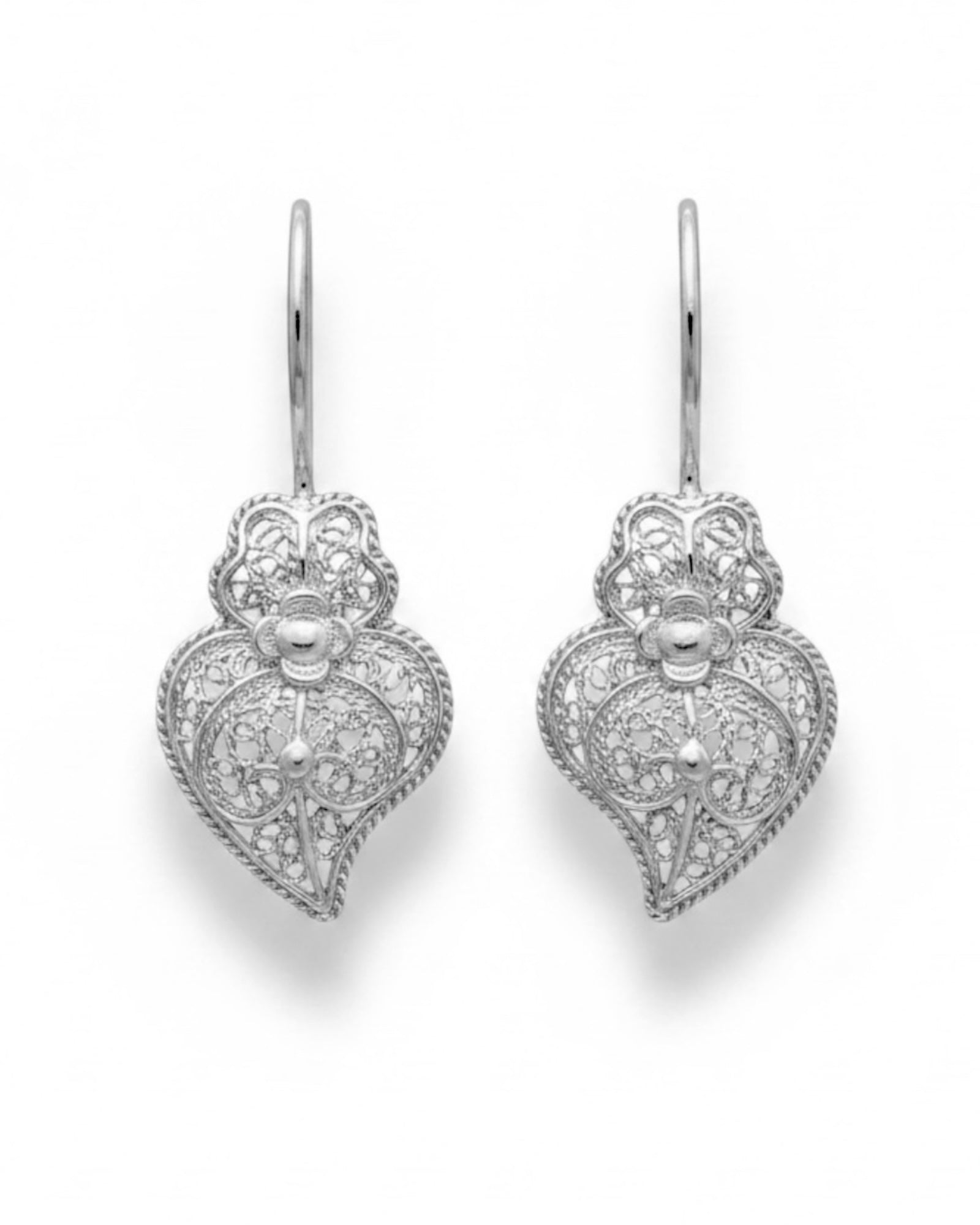 Viana Floral Heart Earrings in Silver