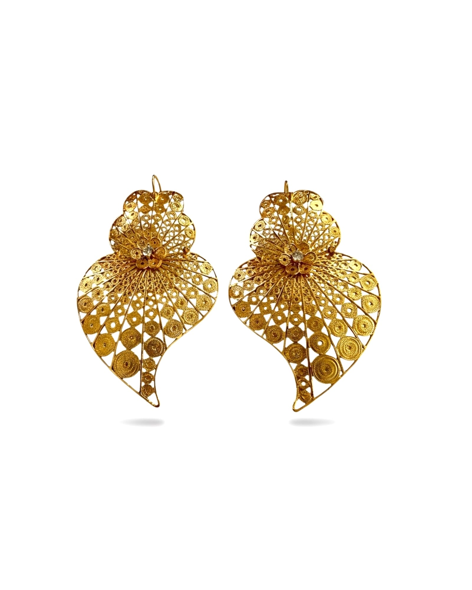 Viana Heart Filigree Earrings in Gold-Plated Silver