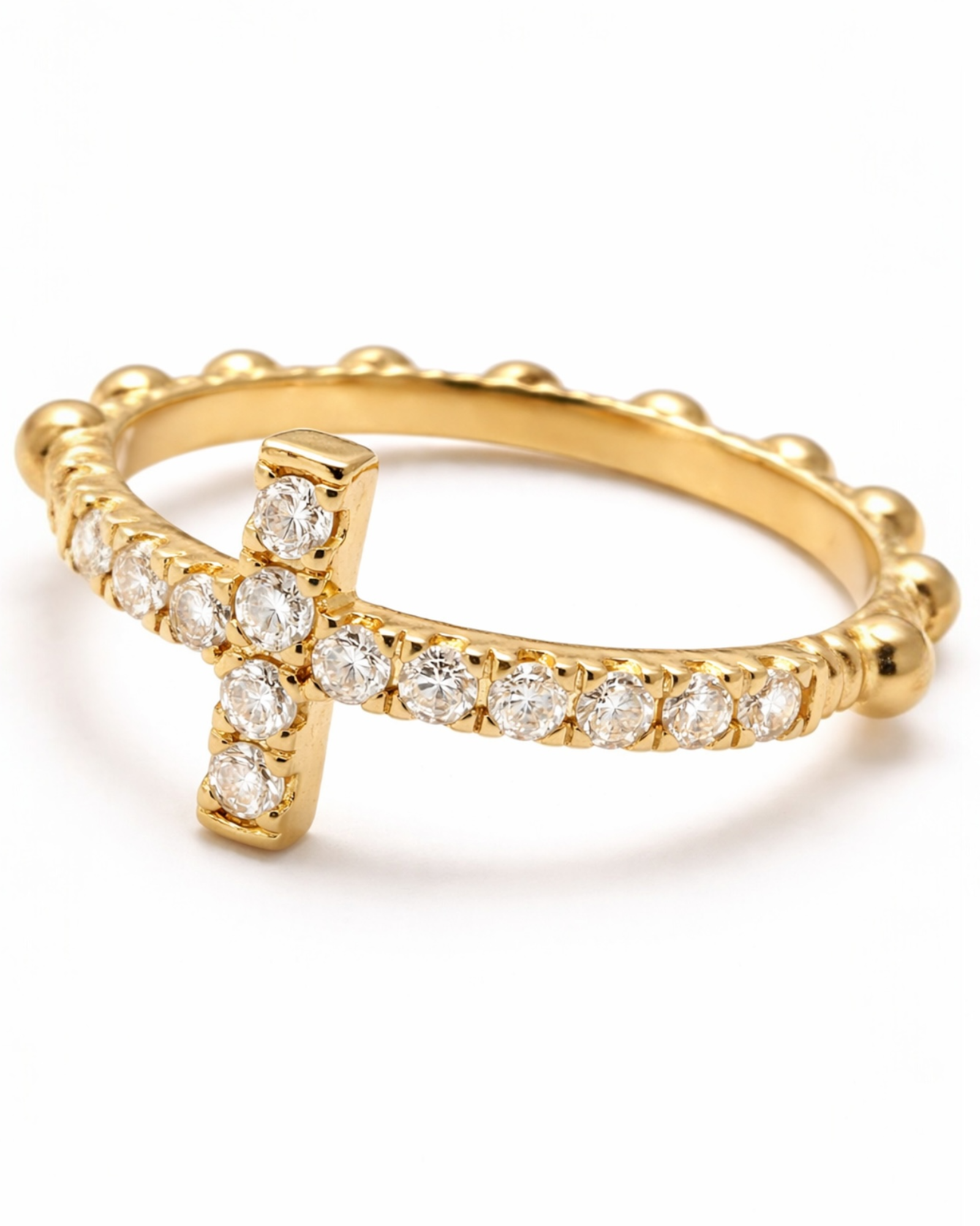 Anel Cruz em prata dourada