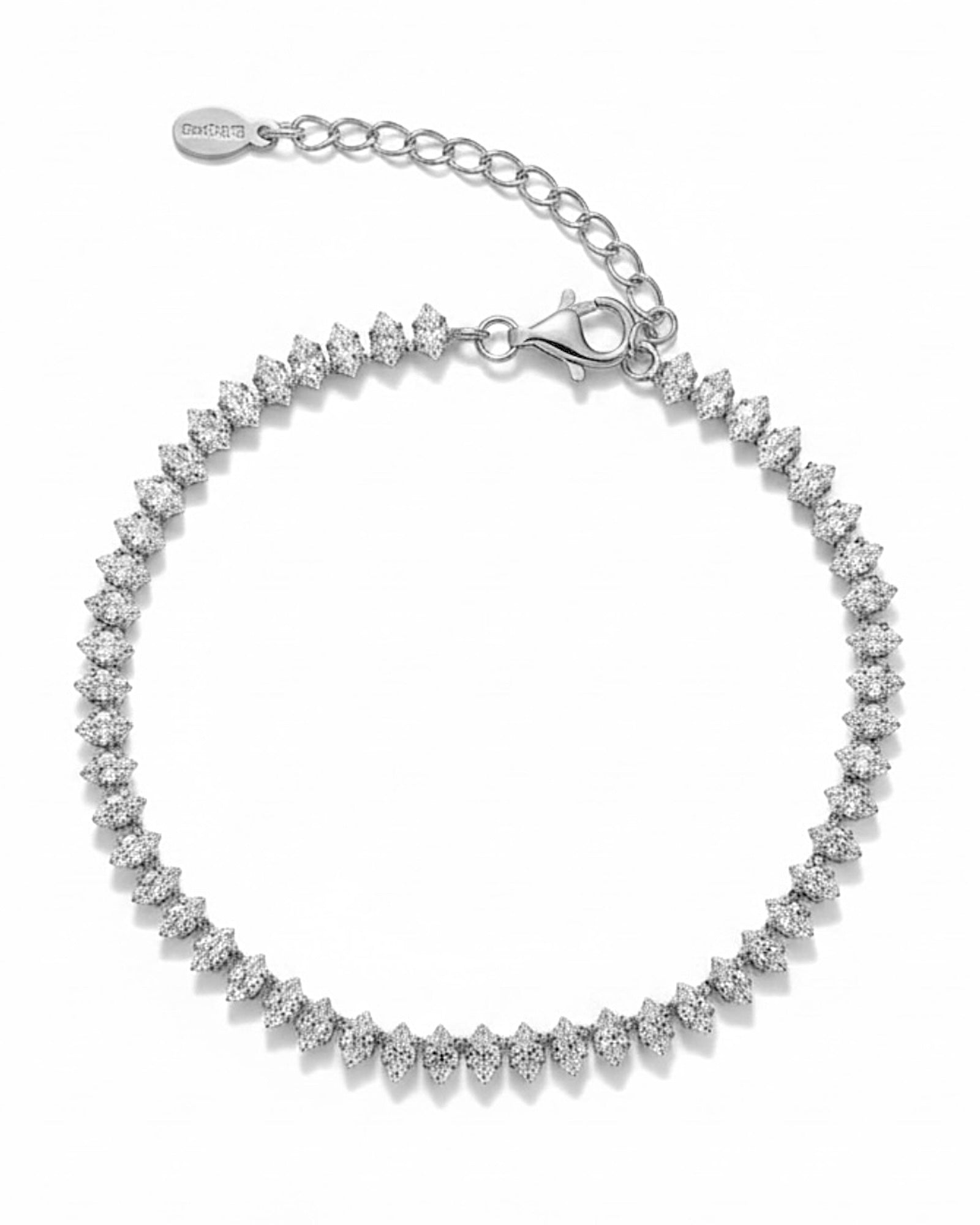 Pulseira com Brilho Oval em Prata