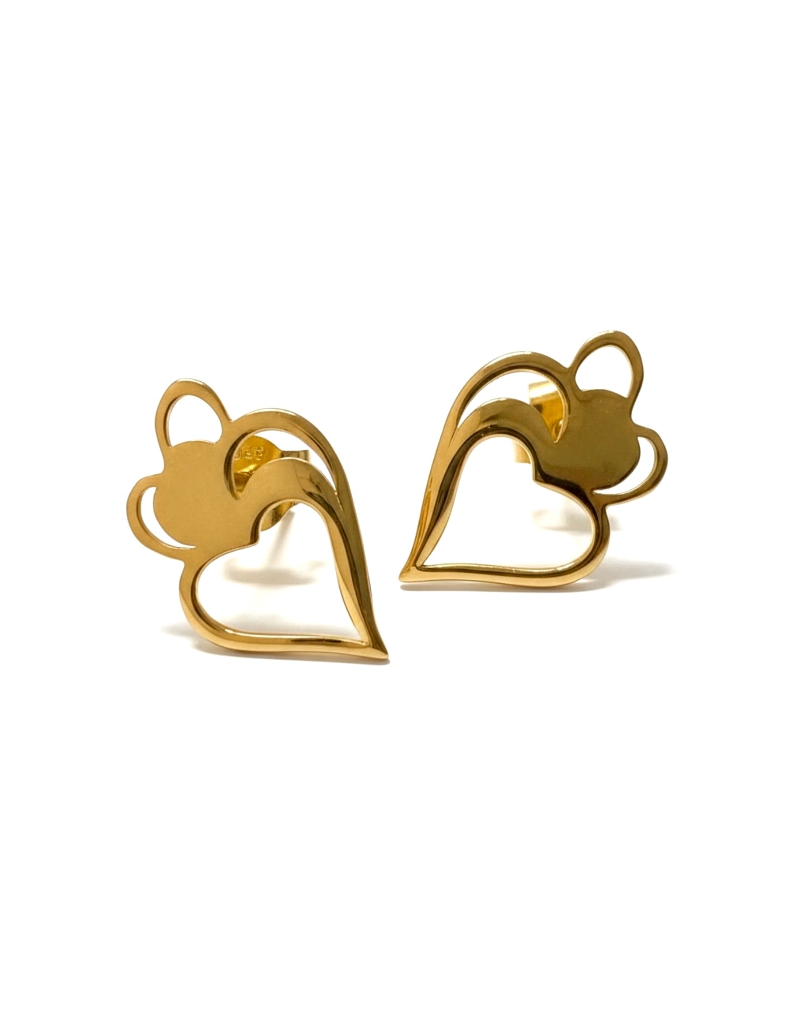 Viana is Love Heart Earrings in Gold Plated Silver