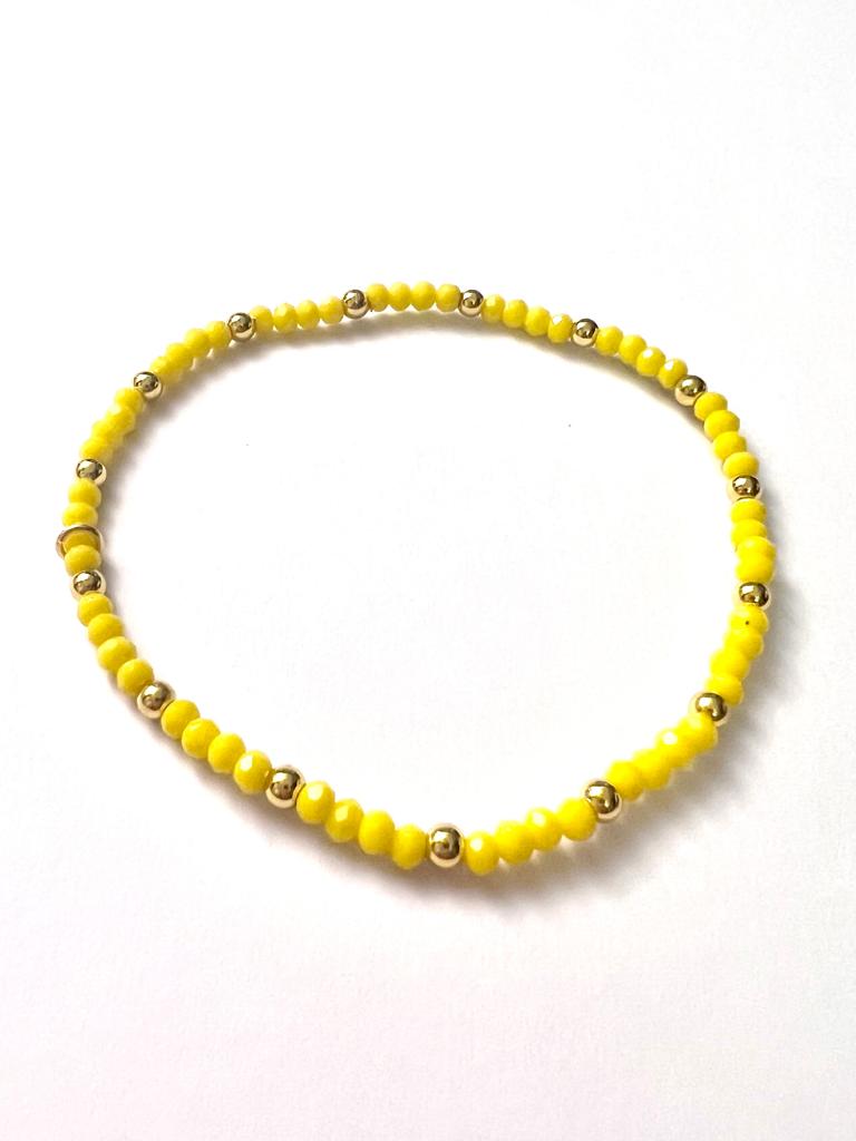 Pulseira Amarela com Prata Dourada