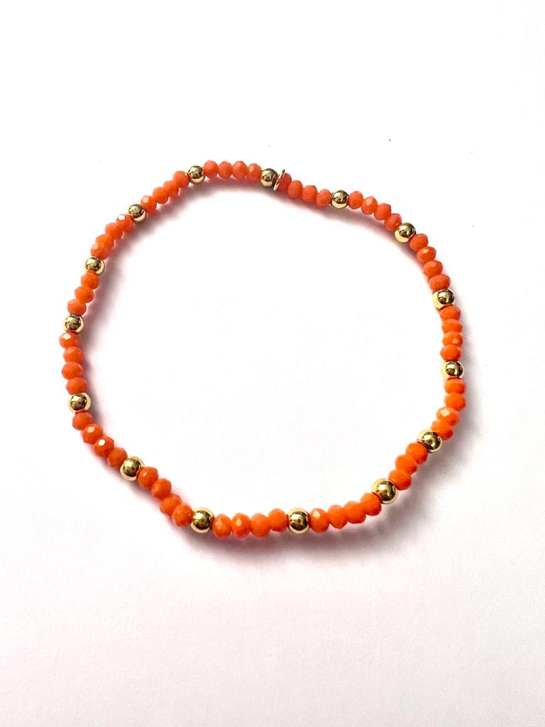 Pulseira Laranja com Prata Dourada