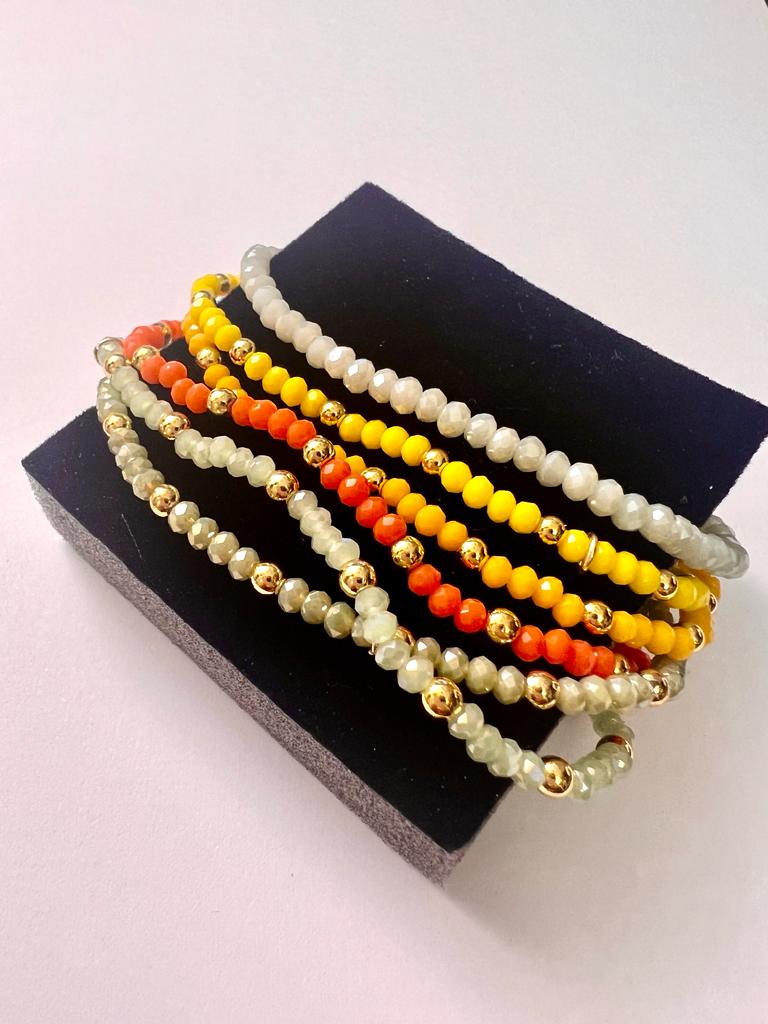 Pulseira Amarela com Prata Dourada