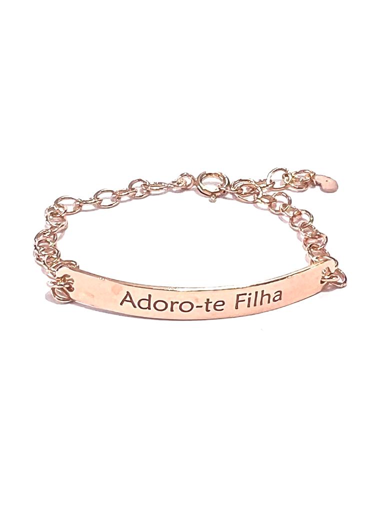 Pulseira Adoro-te Filha em Prata Rosa