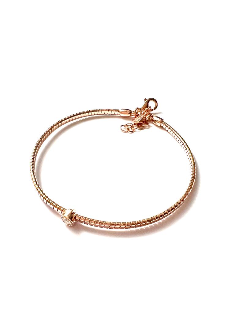 Pulseira Solitário em Prata Rosa