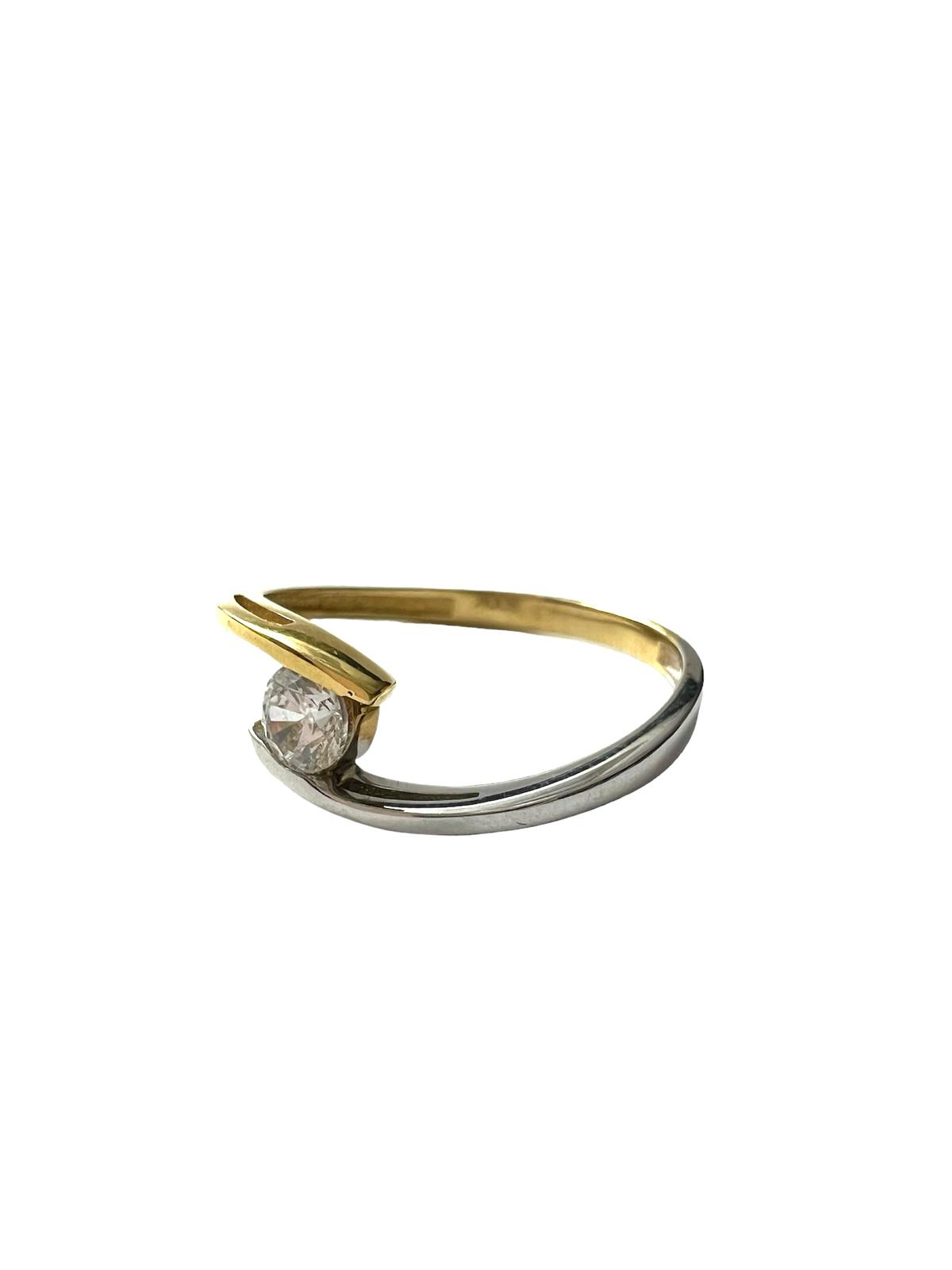 Solitaire Engagement Ring in White and Yellow Gold