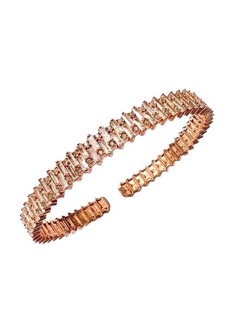 Baguette Bracelet / Slave in Pink Silver