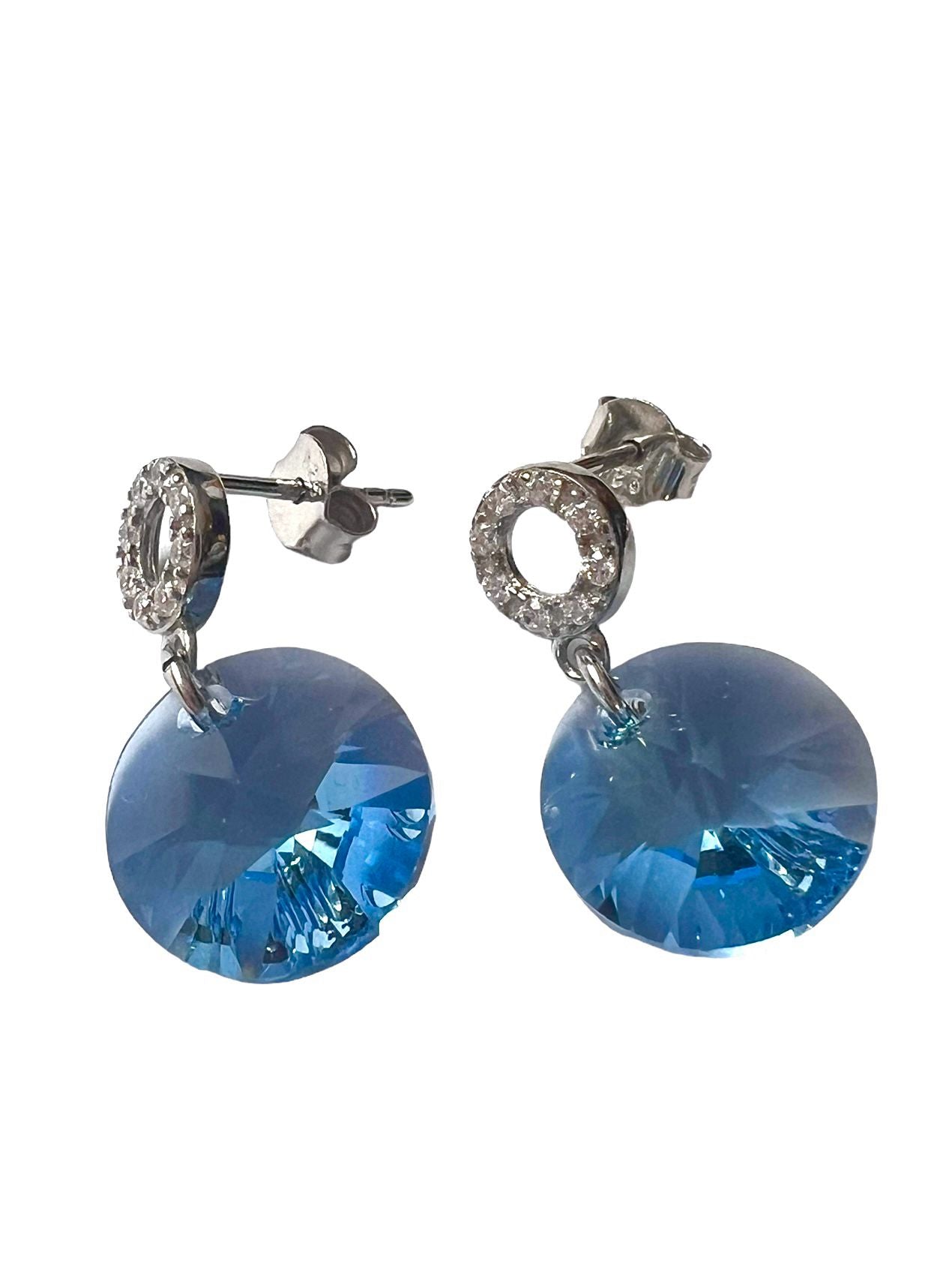 Blue Crystal Earrings in Silver