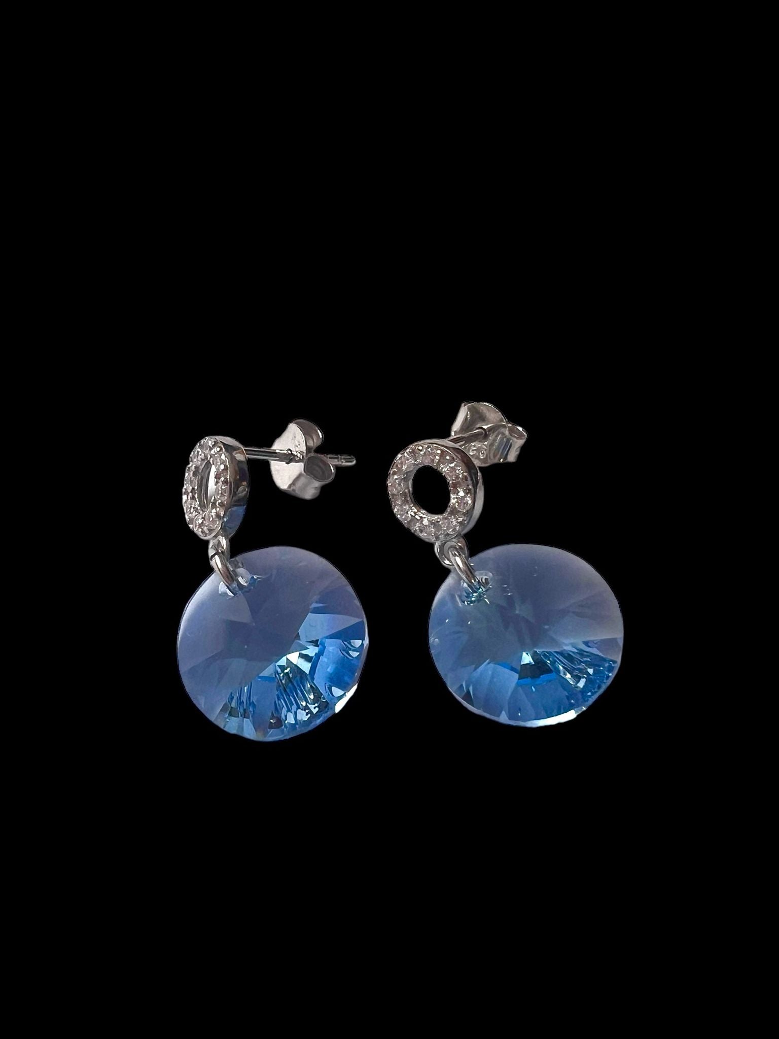 Blue Crystal Earrings in Silver