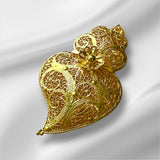Medalha Coração de Viana Dupla em Prata Dourada