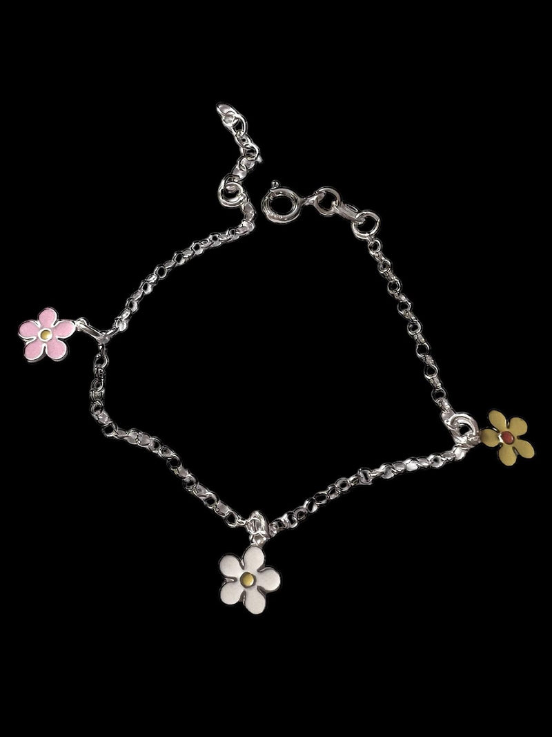 Pulseira Flores Criança em Prata