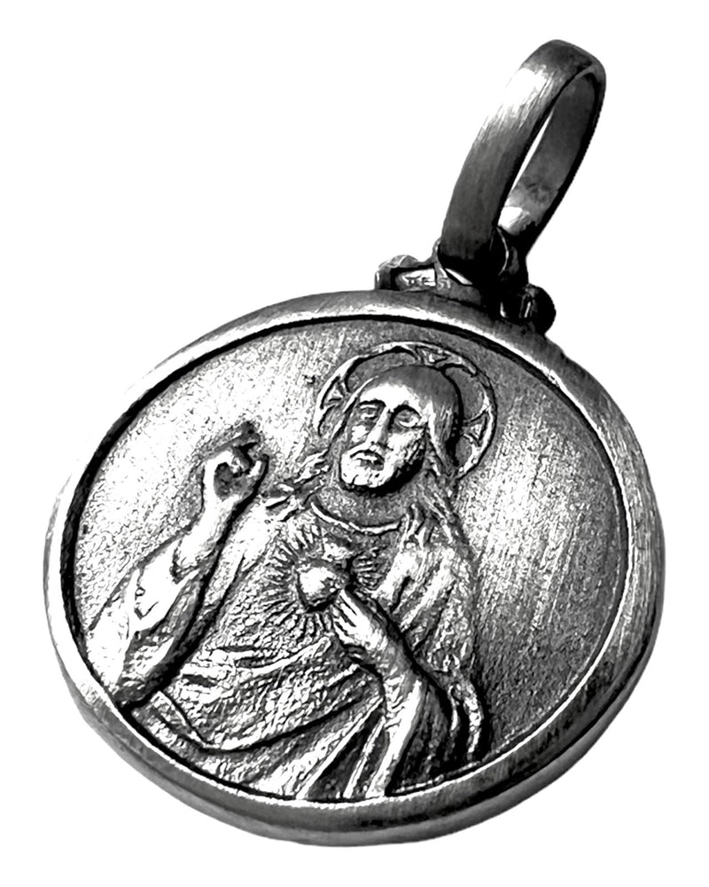 Medalha Nossa Sra. do Carmo e Sagrado Coração de Jesus em Prata