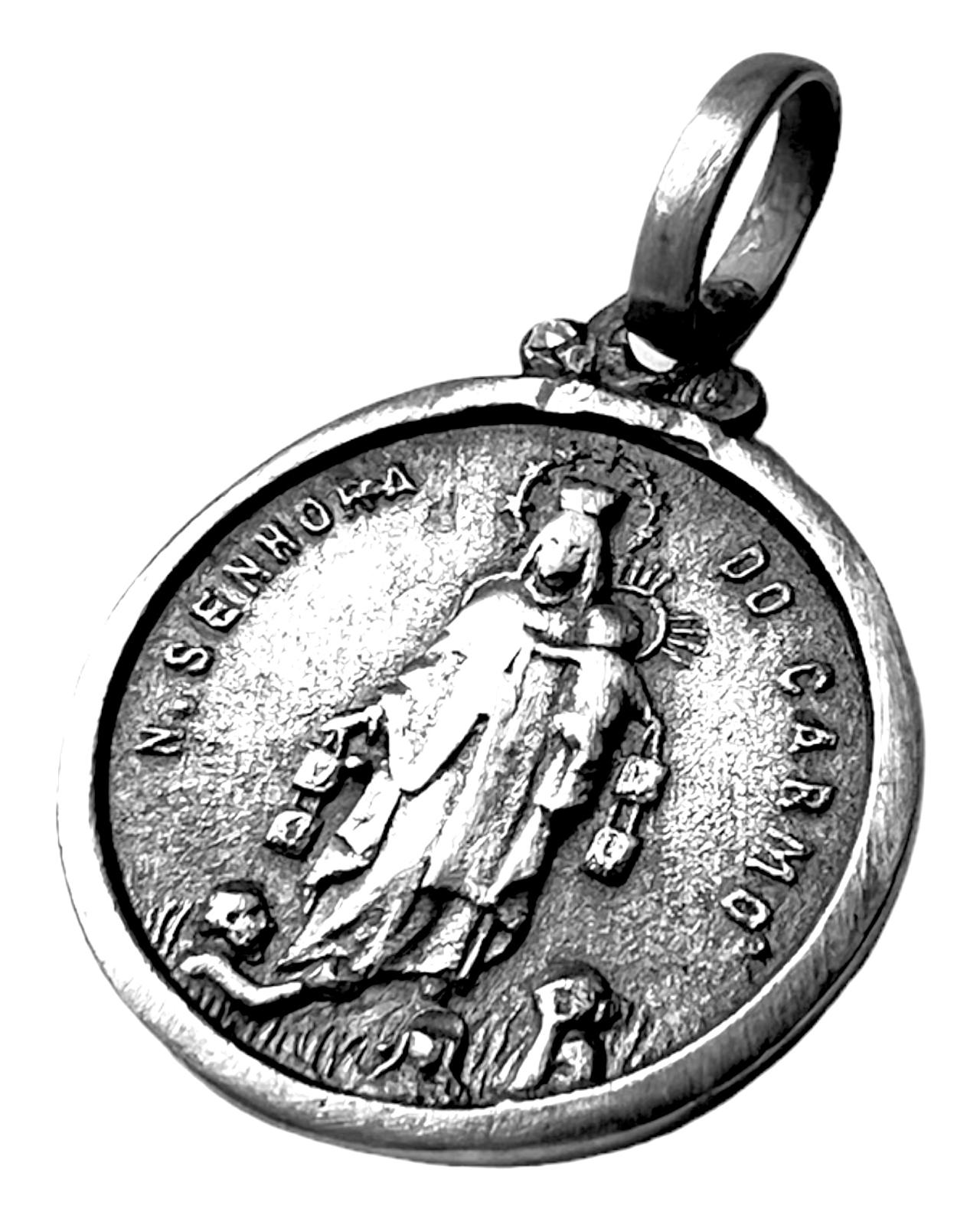 Medalha Nossa Sra. do Carmo e Sagrado Coração de Jesus em Prata