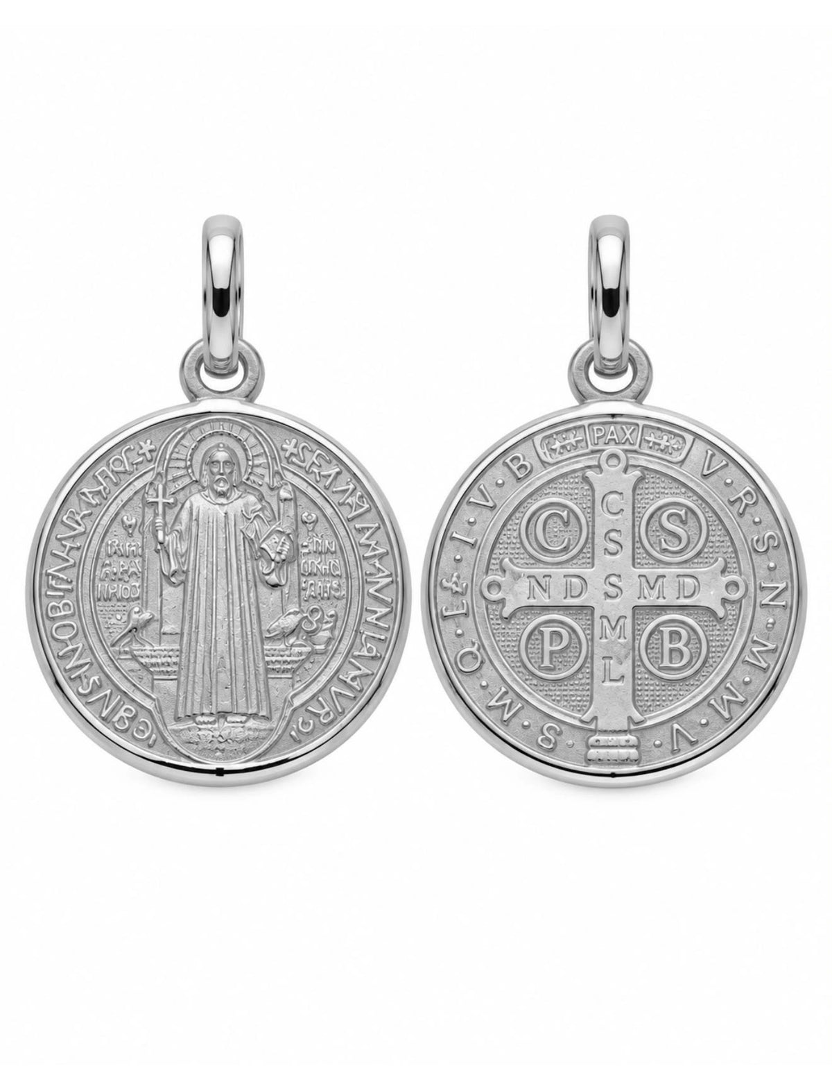 Medalha São Bento em Prata Branca - 2.5cm