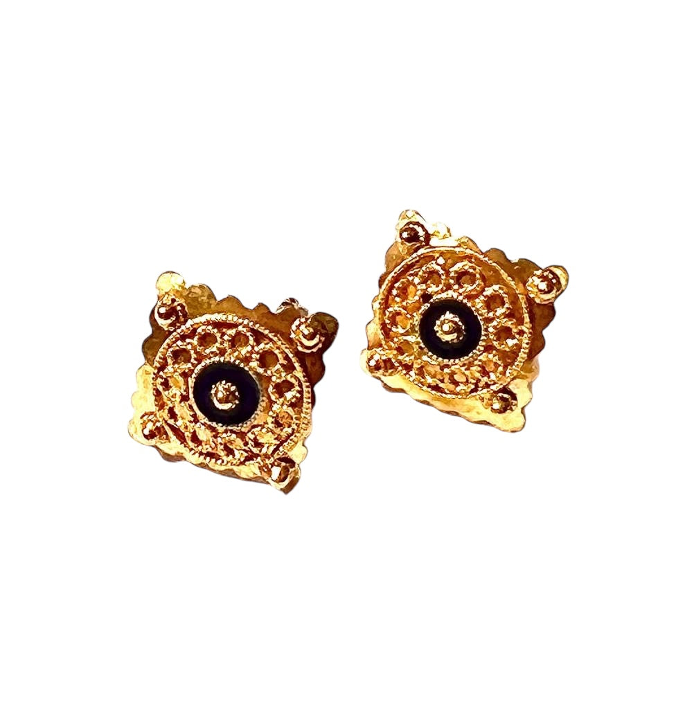 Gold Enamel Earrings