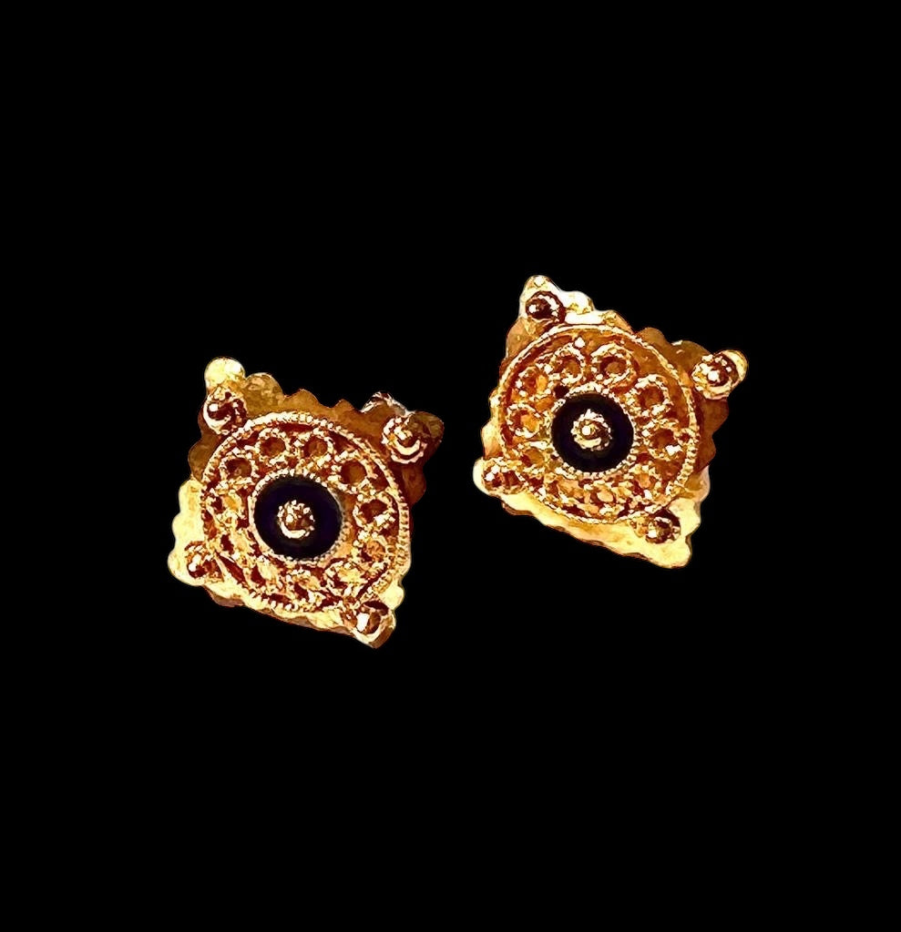 Gold Enamel Earrings