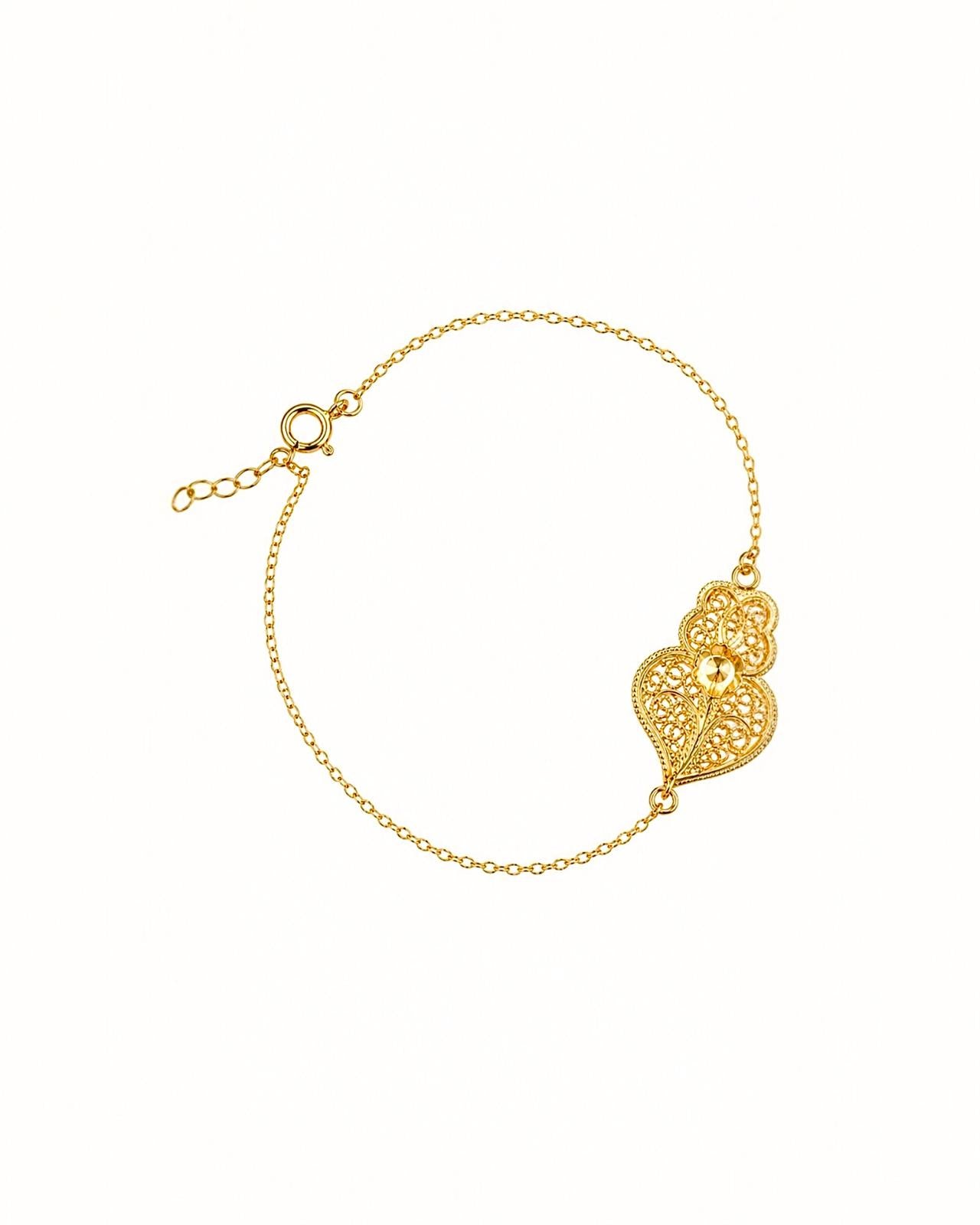 Pulseira Coração de Viana em Prata Dourada