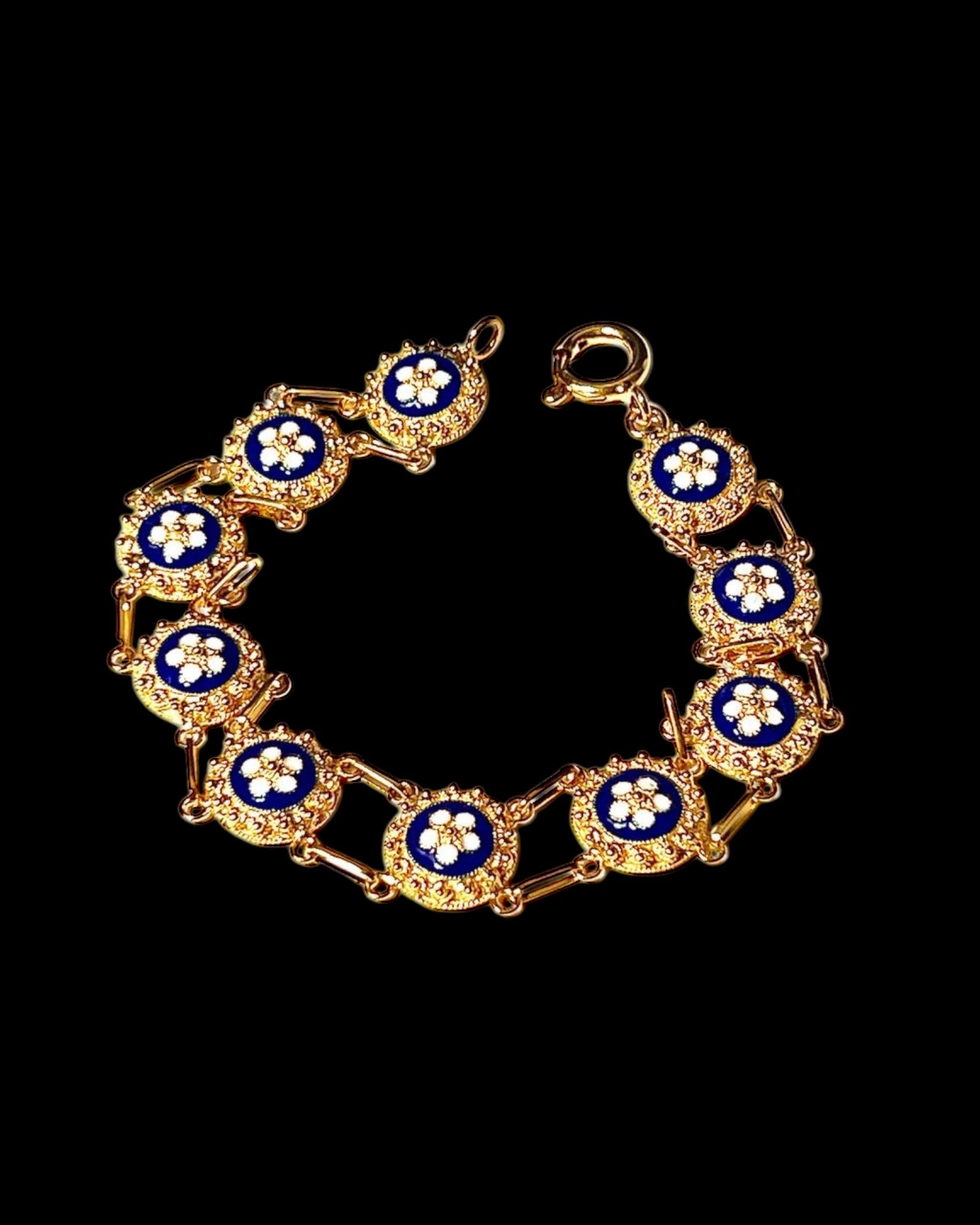 Blue Enamel Bracelet in Gold Plated Silver