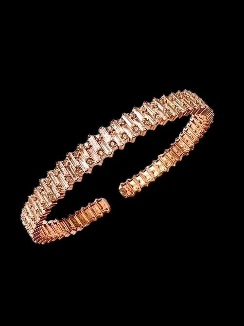 Baguette Bracelet / Slave in Pink Silver