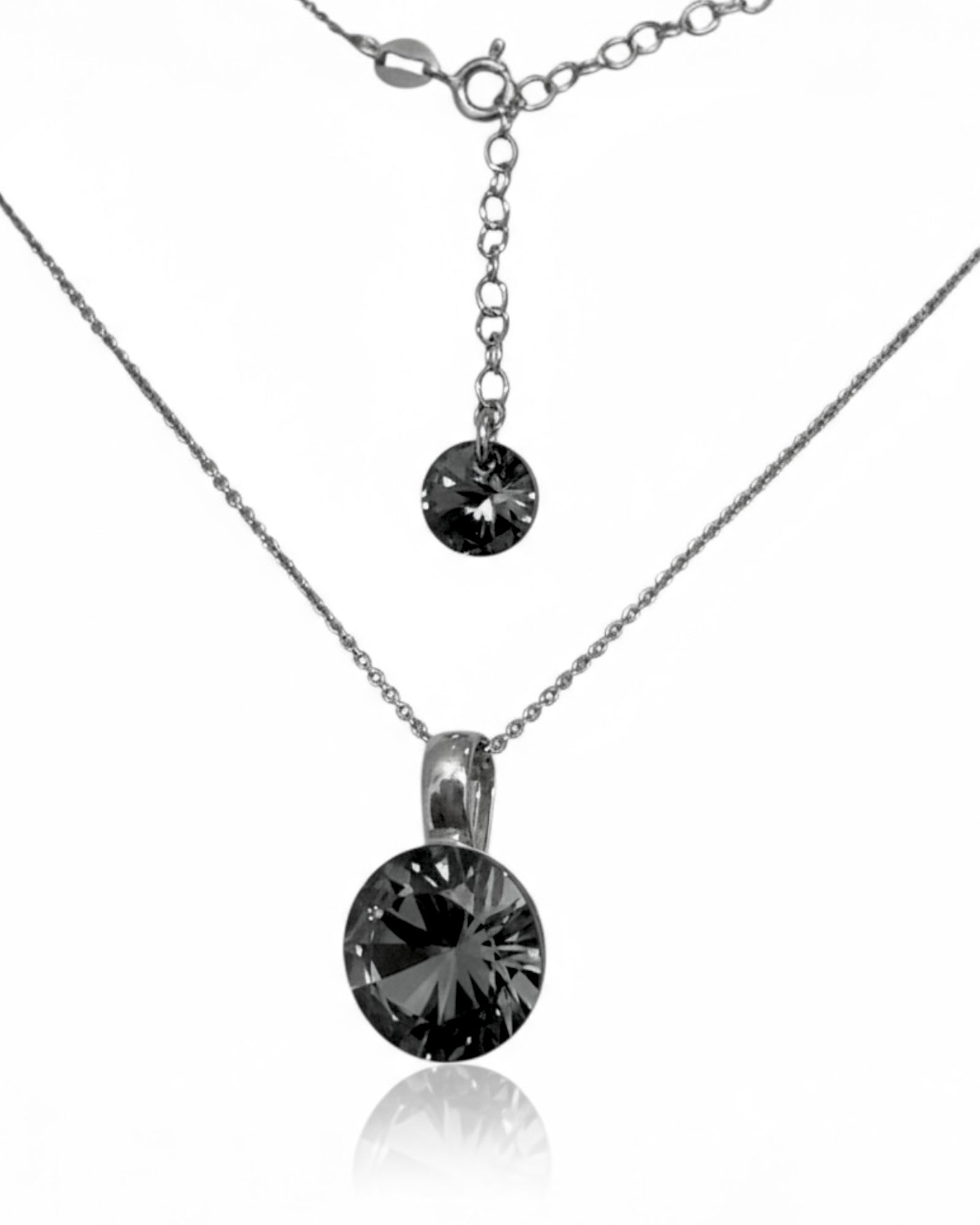 Black Stone Necklace in Silver