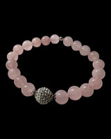 Pulseira Brilhos Pedras Rosa em Prata