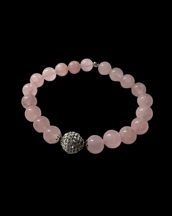 Pulseira Brilhos Pedras Rosa em Prata