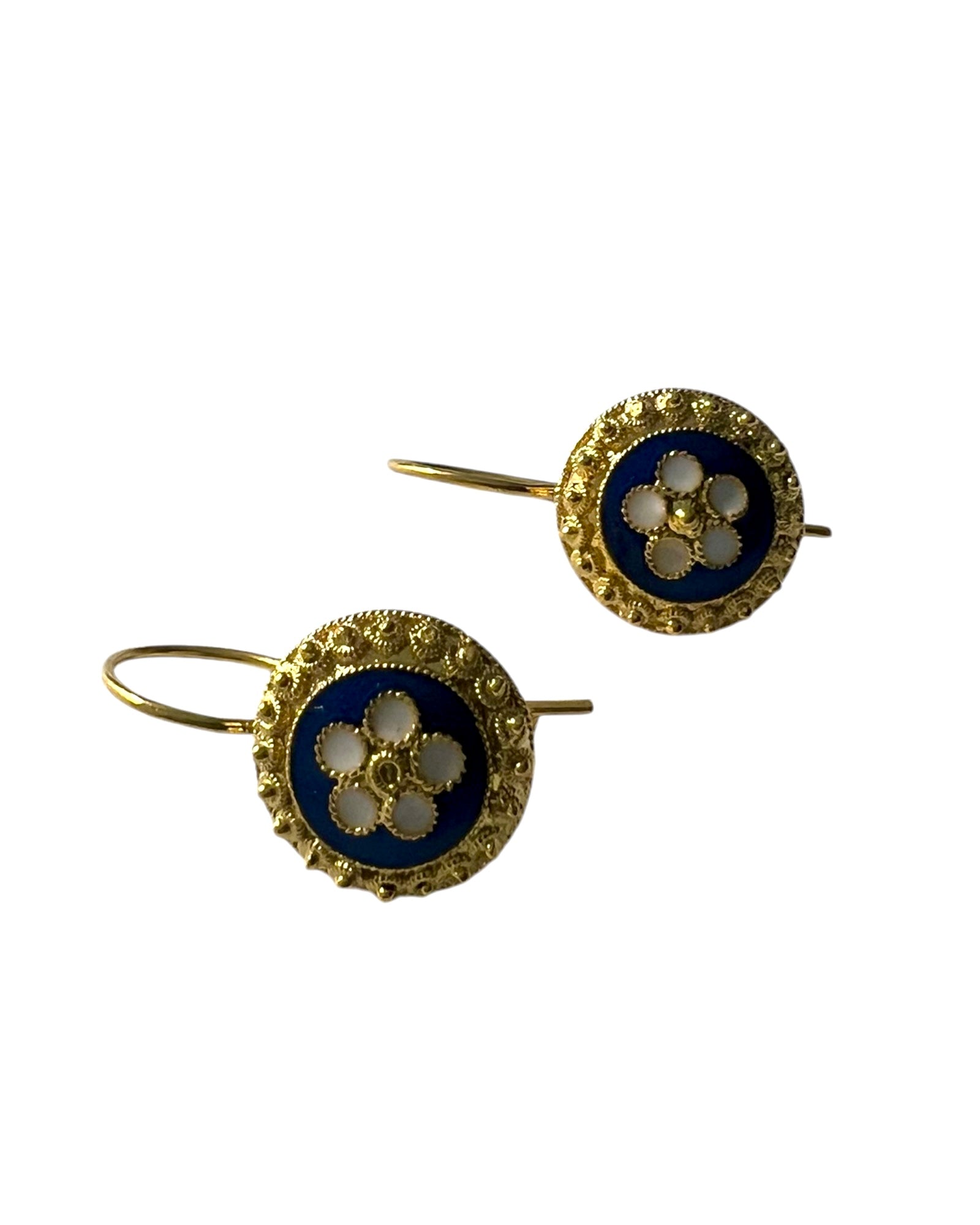 Blue Snail Earrings in Gold Plated Silver