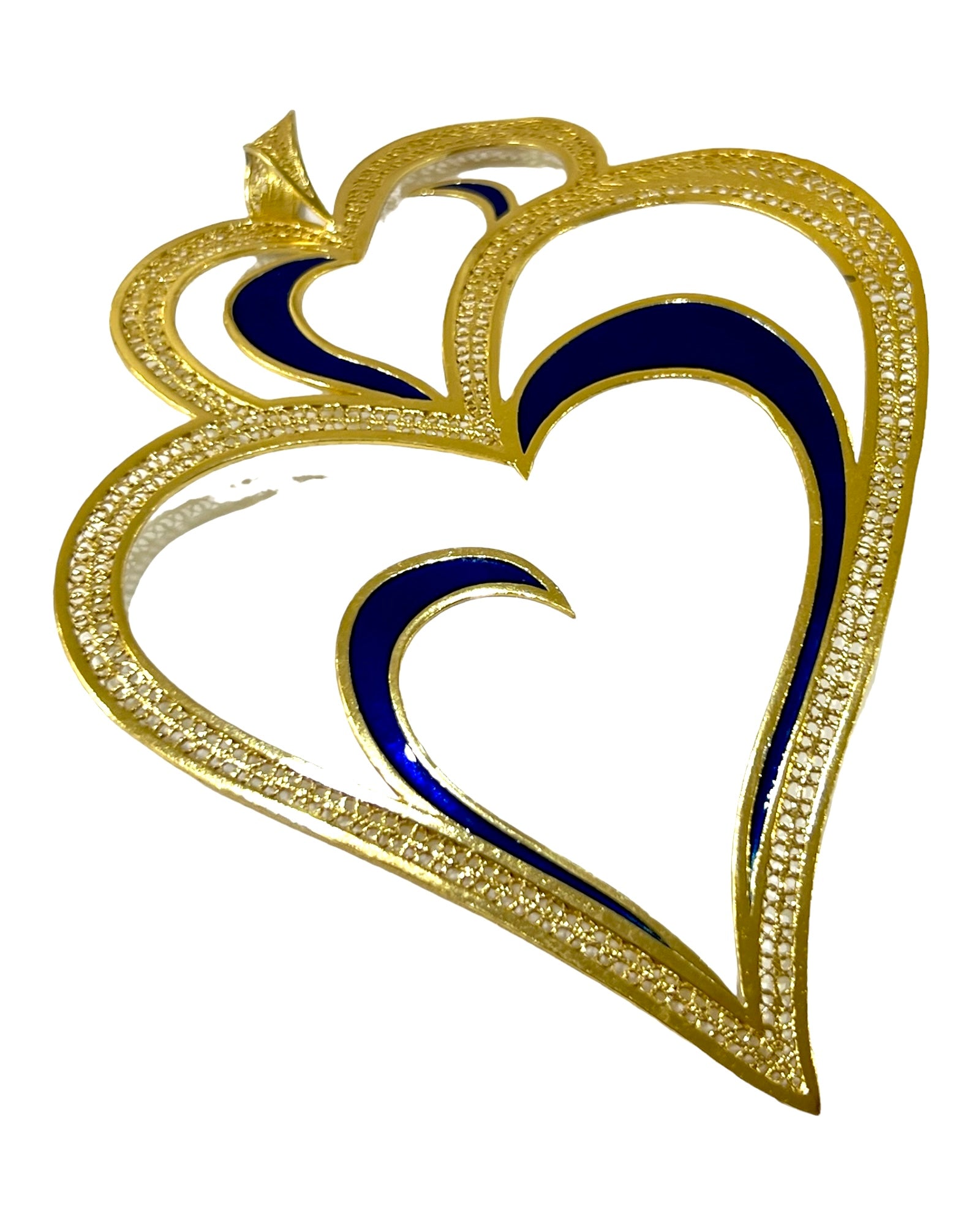 Viana Heart is Love Medal with Blue Enamel in Gold Silver