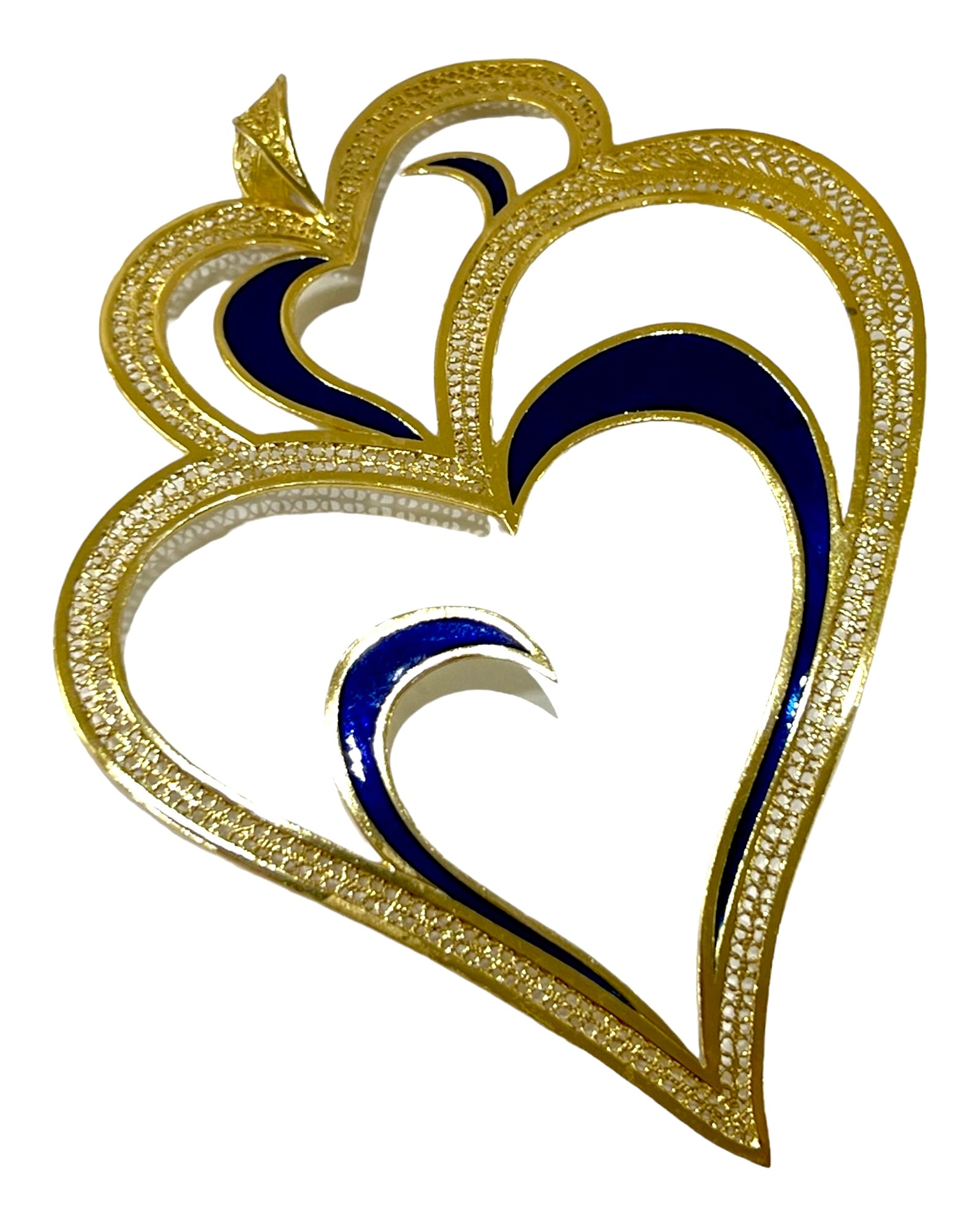 Viana Heart is Love Medal with Blue Enamel in Gold Silver