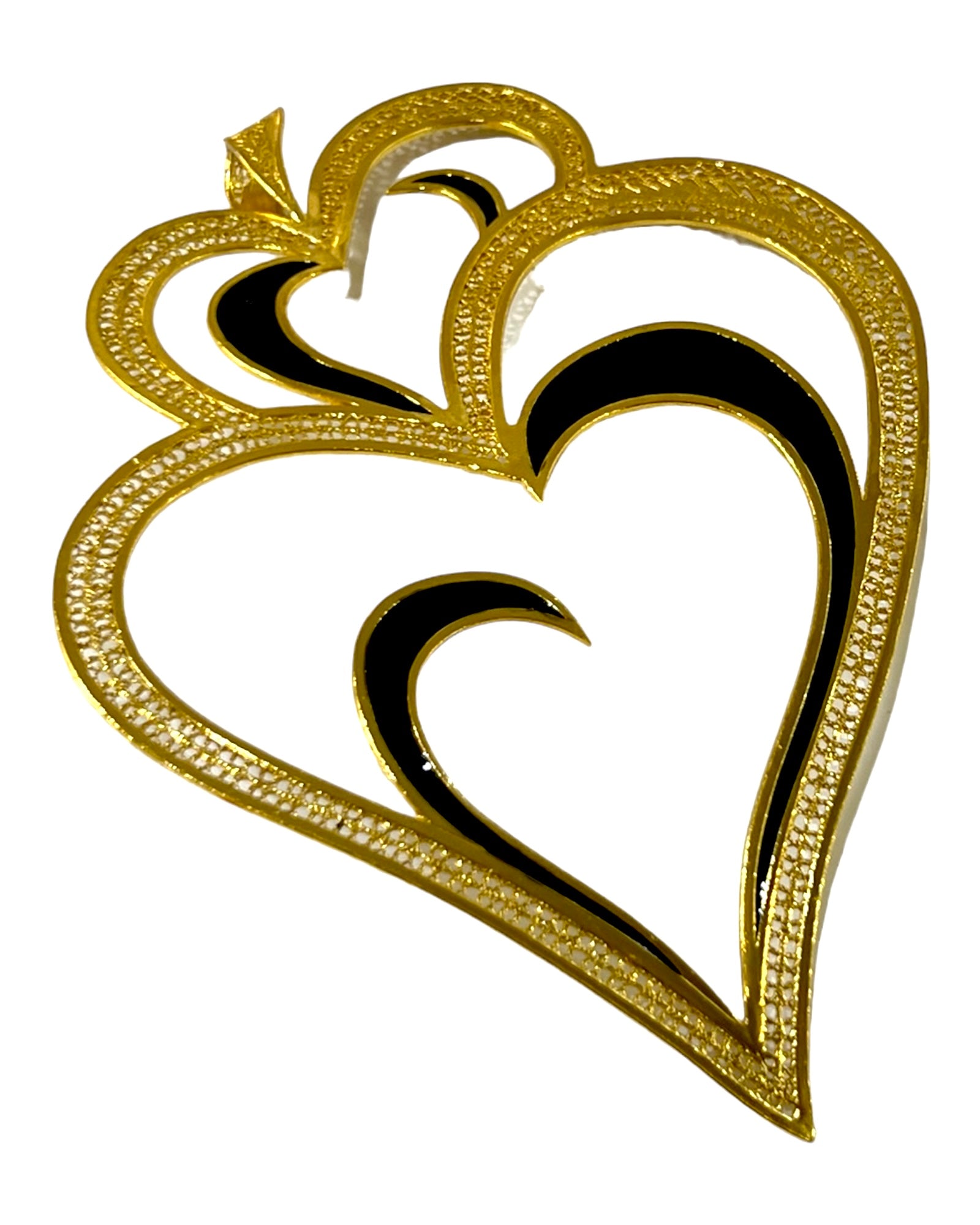 Medalha Coração Viana é Amor com Esmalte Preto