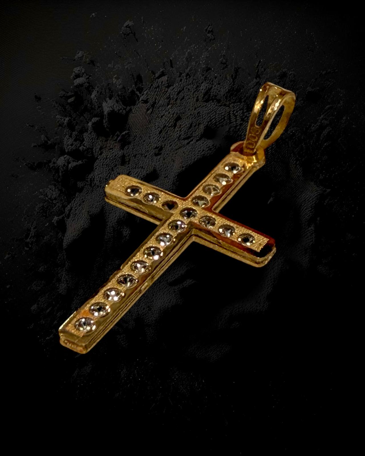 Medalha Cruz com Brilho em Ouro