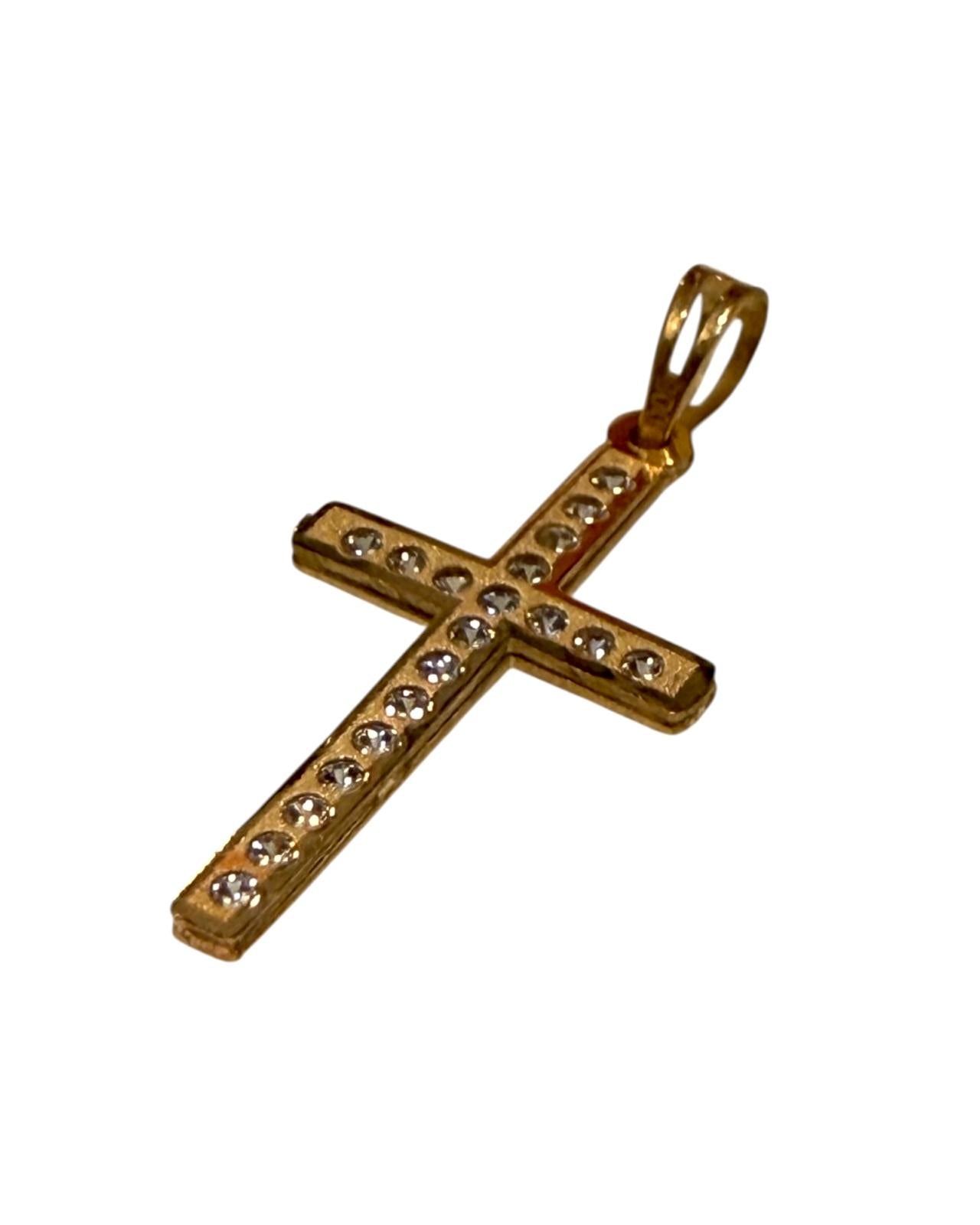 Medalha Cruz com Brilho em Ouro