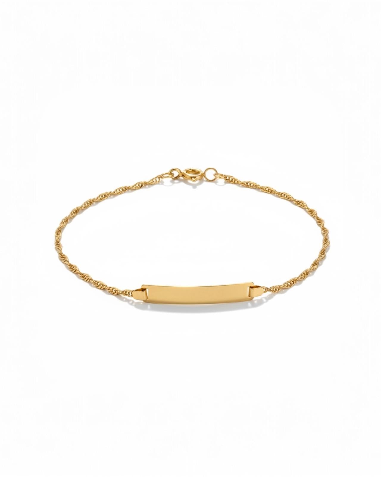 Pulseira Criança com Chapa Personalizável em Ouro