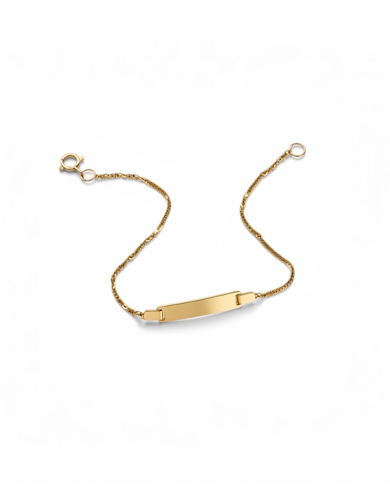 Pulseira Criança com Chapa Personalizável em Ouro