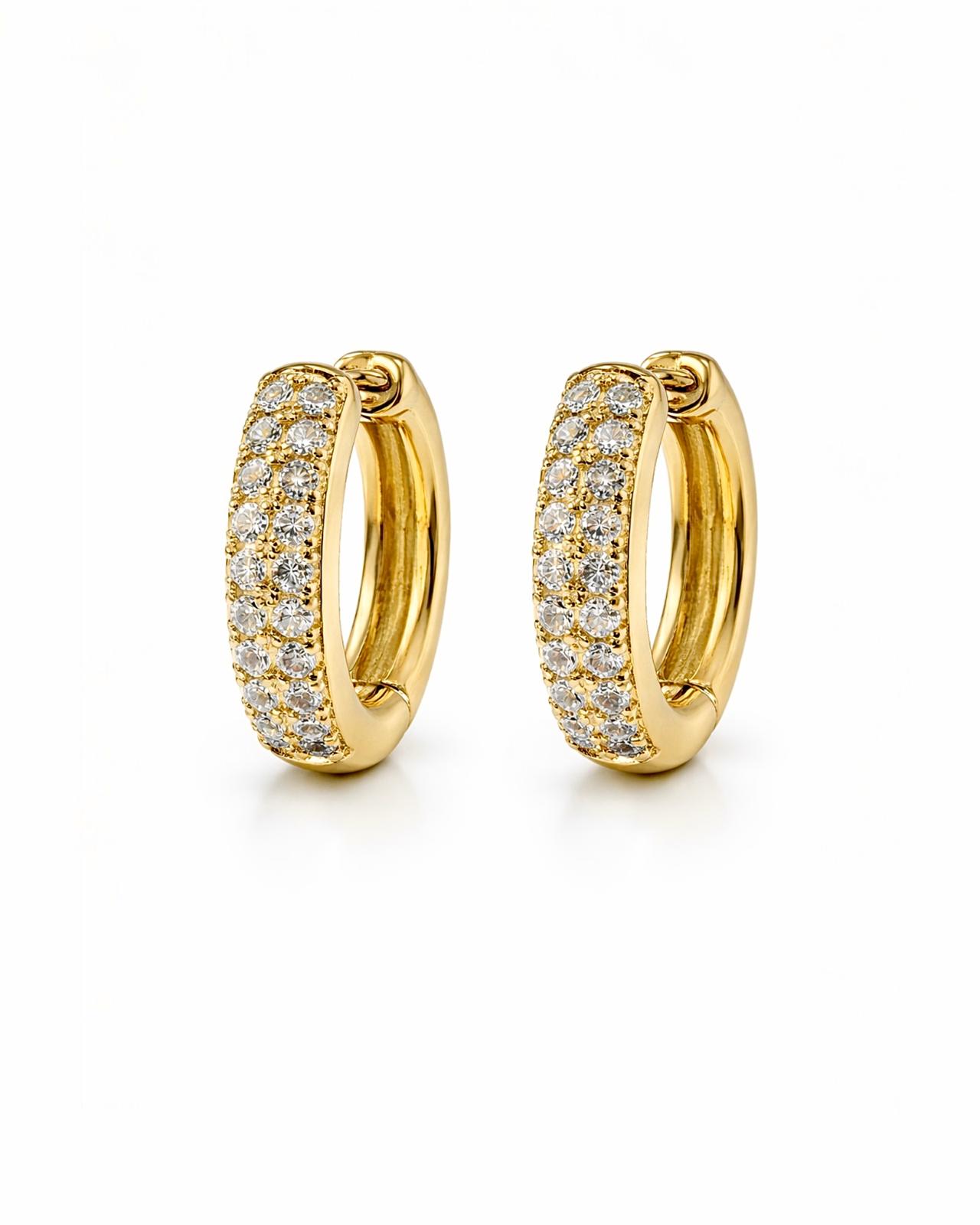 Argolas com Brilhos em Prata Dourada